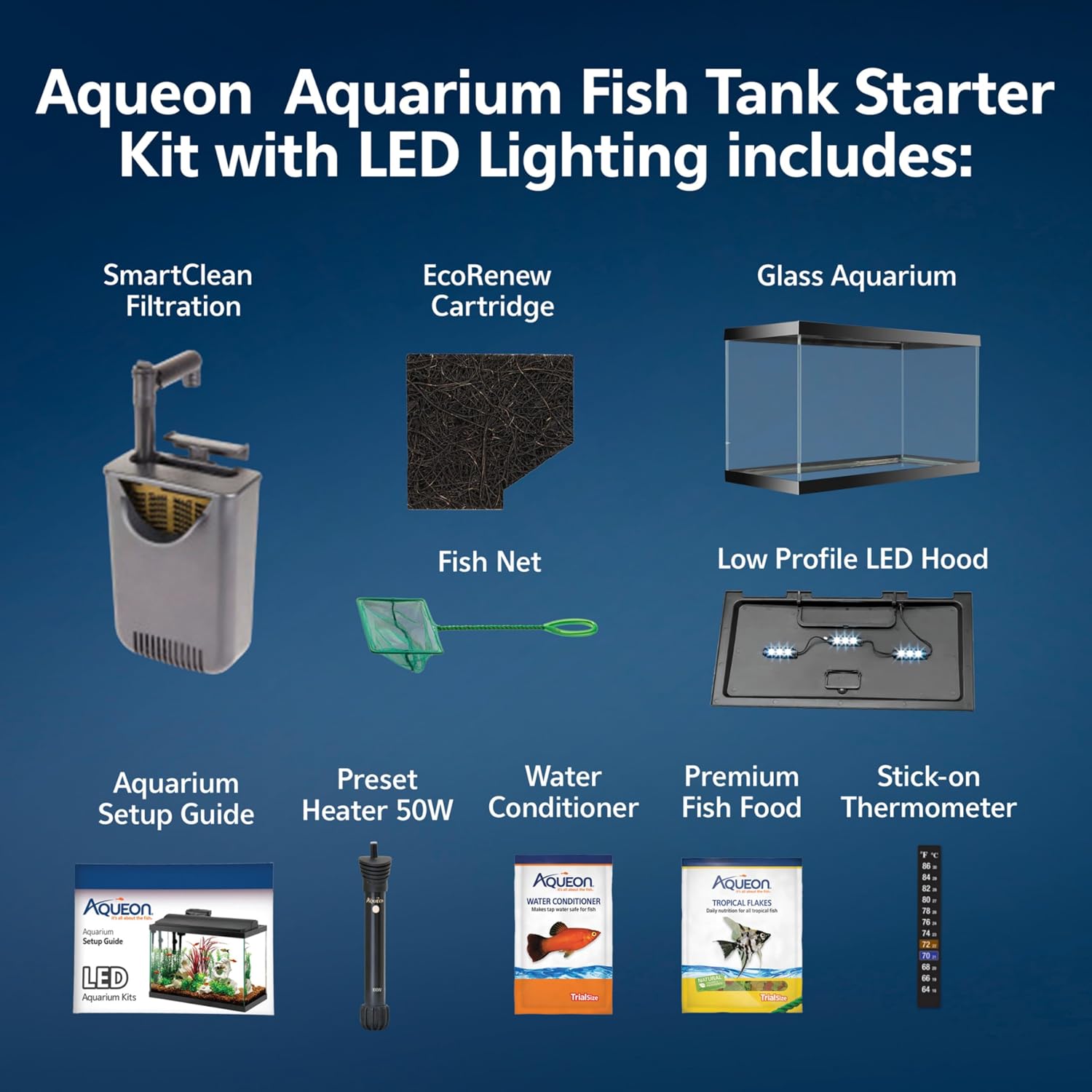 Aqueon Aquarium Fish Tank Starter Kit with LED Lighting 10 Gallon Fish Tank