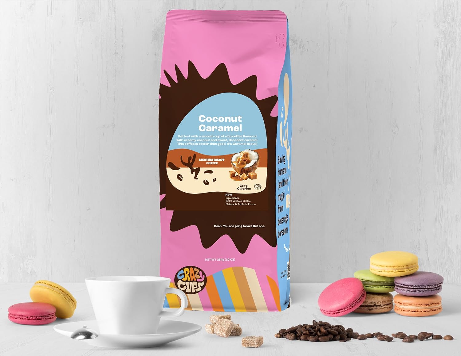 Crazy Cups Flavored Ground Coffee, Cinnamon French Toast, in 10 oz Bag, For Brewing Flavored Hot or Iced Coffee