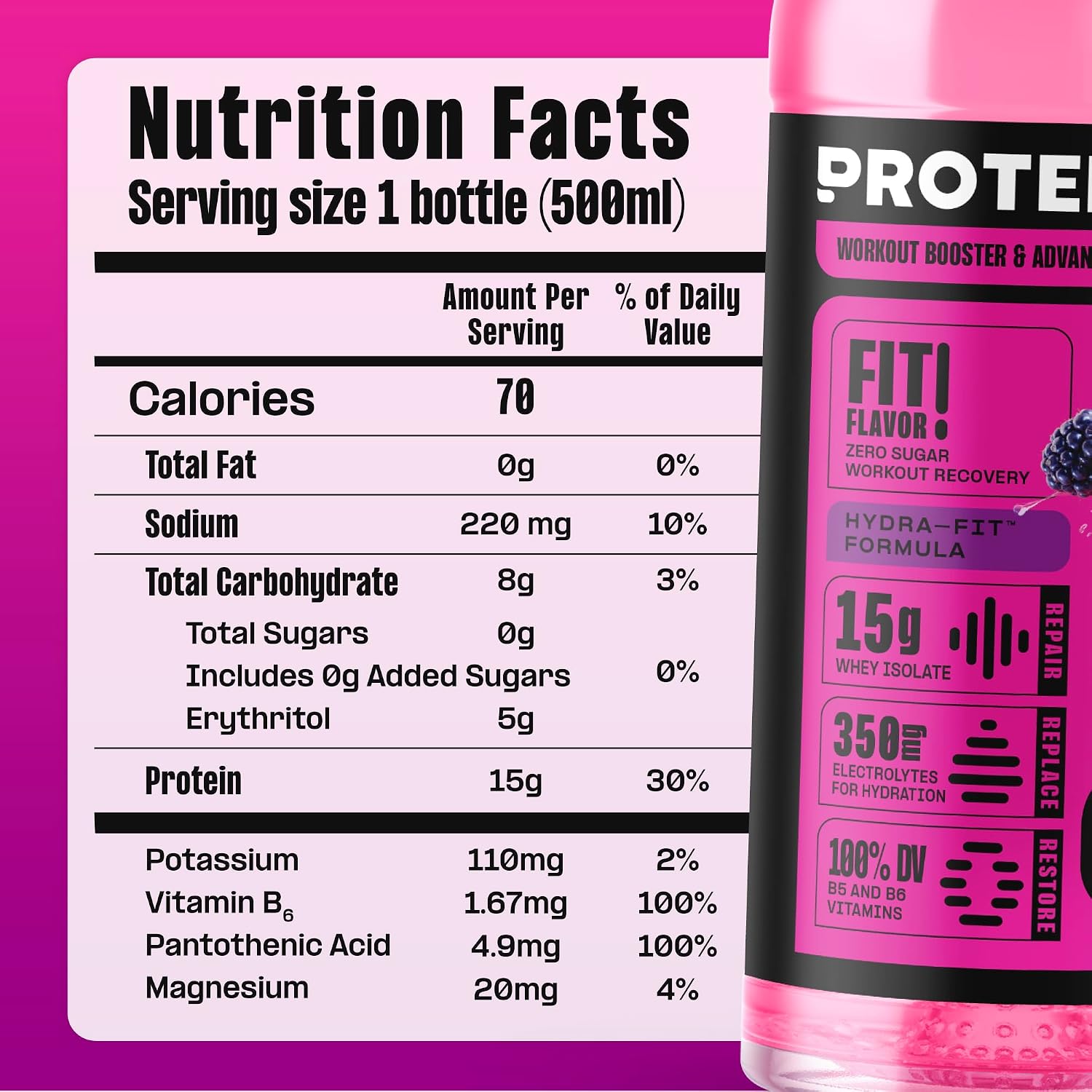 Protein2o 15g Whey Protein Infused Water, Peach Mango, 16.9 Oz Bottle (Pack of 12)