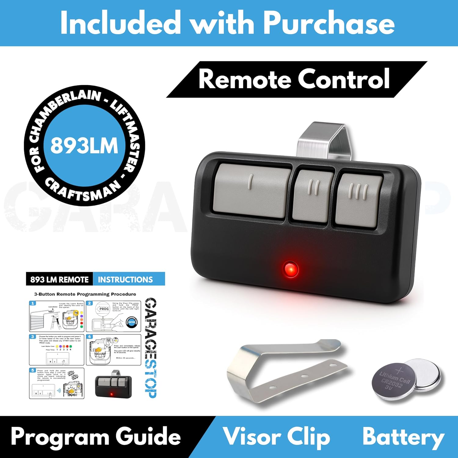 2X for LiftMaster Chamberlain Craftsman Universal Garage Door Opener Remote