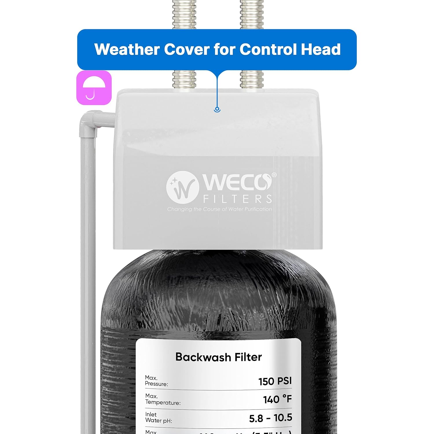 WECO SFT-CAT-581SM-1235 Hybrid Water Softener and Conditioner System for Whole House Water Treatment - 1" MPNT Connection - Cation Resin and