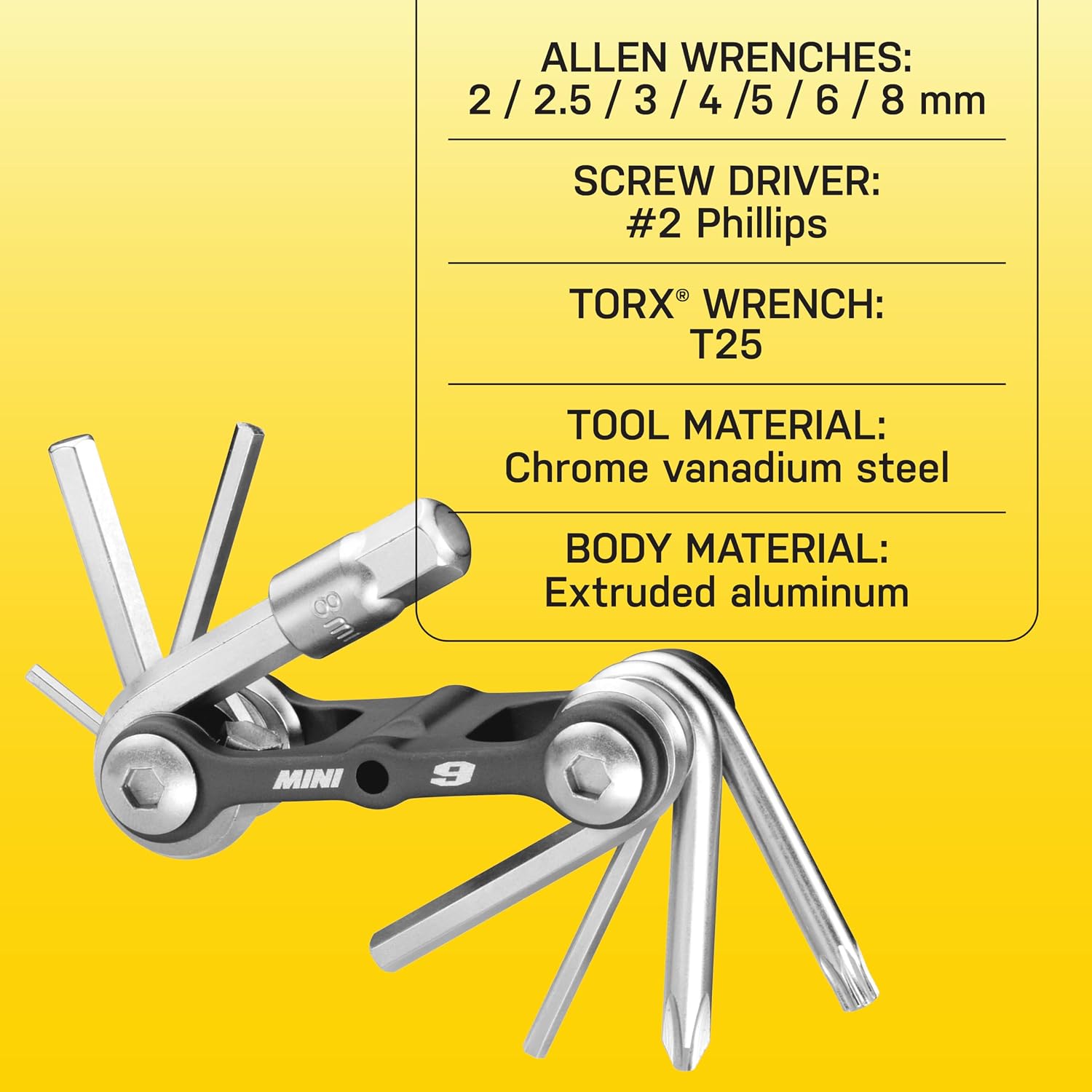 Topeak The Mini 9-Function Bicycle Tool - TT2409, Black/Silver