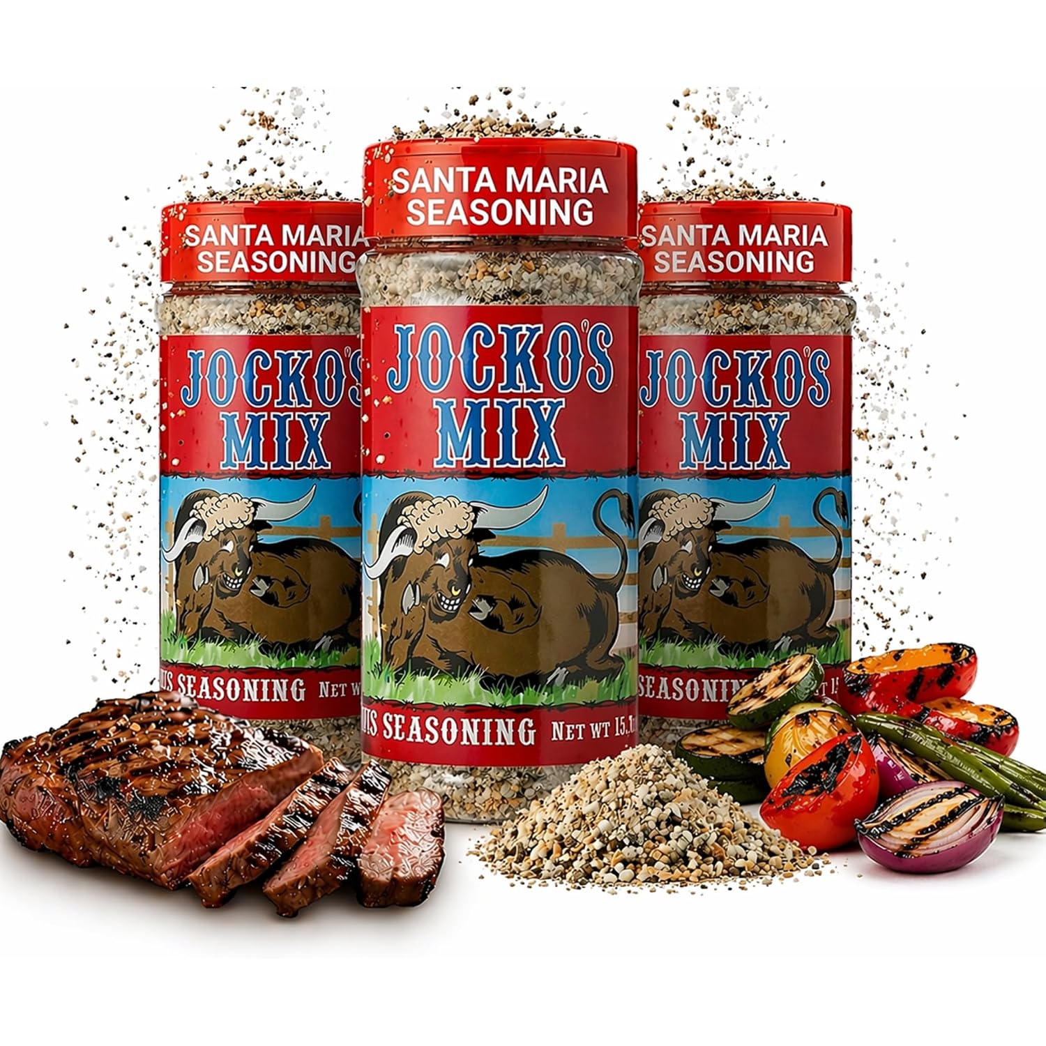 Jocko's Mix Santa Maria Style Seasoning - 15.3oz Bottle Of Tri-Tip, Steak, Pork, and Chicken Seasoning - Santa Maria California Grill - Jocko's Mix for Meat, Seafood Stew & Vegetables, Gluten Free