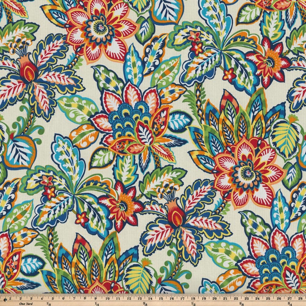 Pillow Perfect Bright Floral Indoor/Outdoor Tufted Wicker Seat Cushion, 2 Count, 19" x 19", Blue/Tan Telfair Peacock