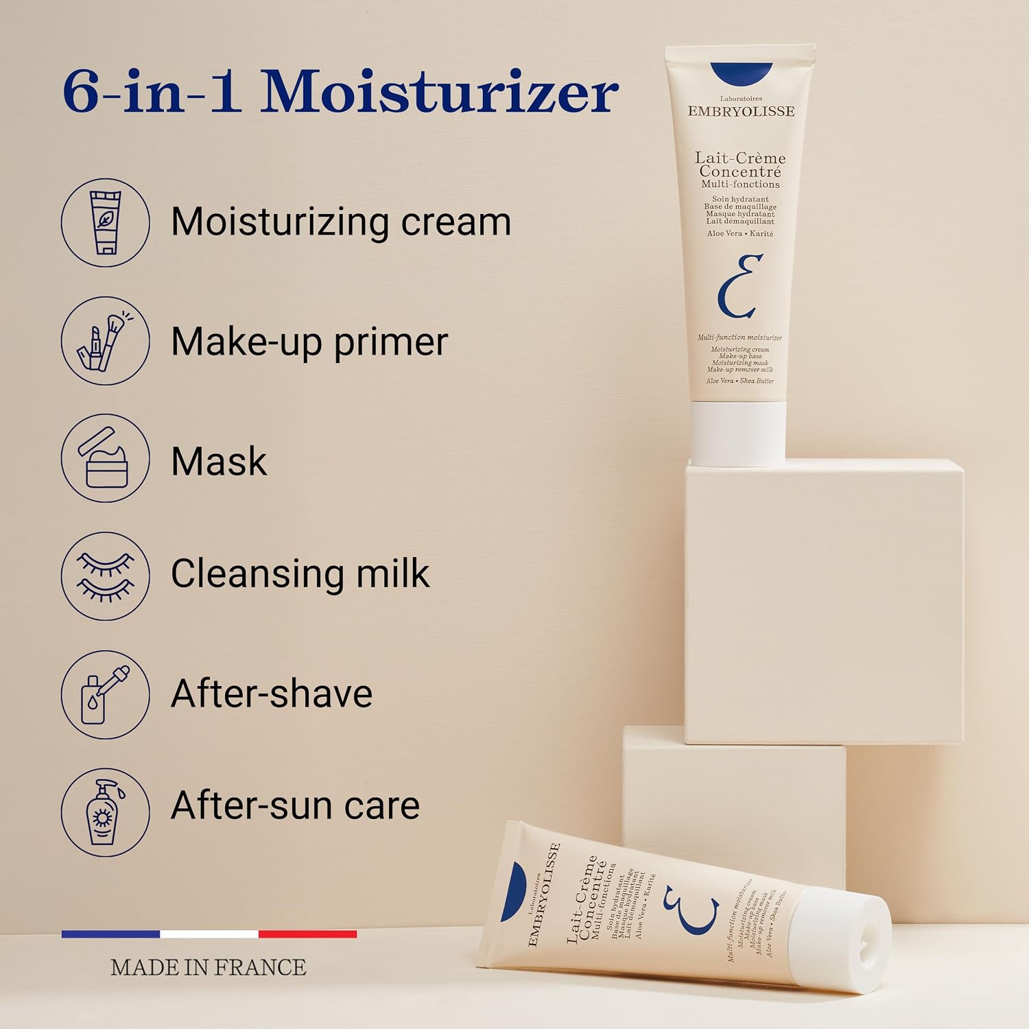 Embryolisse Lait-Crème Concentré Face Moisturizer and Makeup Primer, French Face Cream With Shea Butter & Aloe Vera