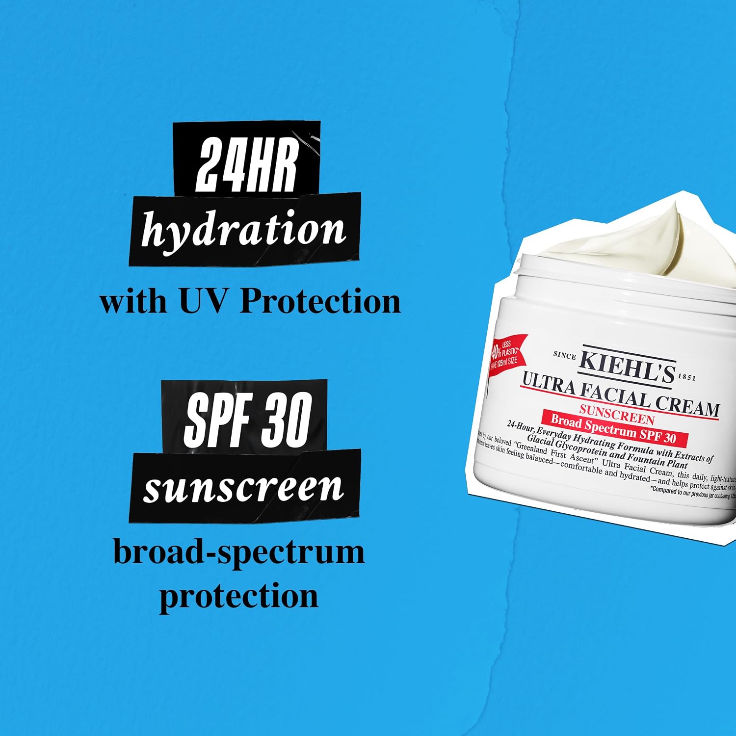 Kiehl's - Ultra Facial Cream Daily Moisturizer with SPF 30 | Face Cream for 24-Hour Hydration & UV Sunscreen Protection - With Glacial Glycoprotein - Suitable for All Skin Types