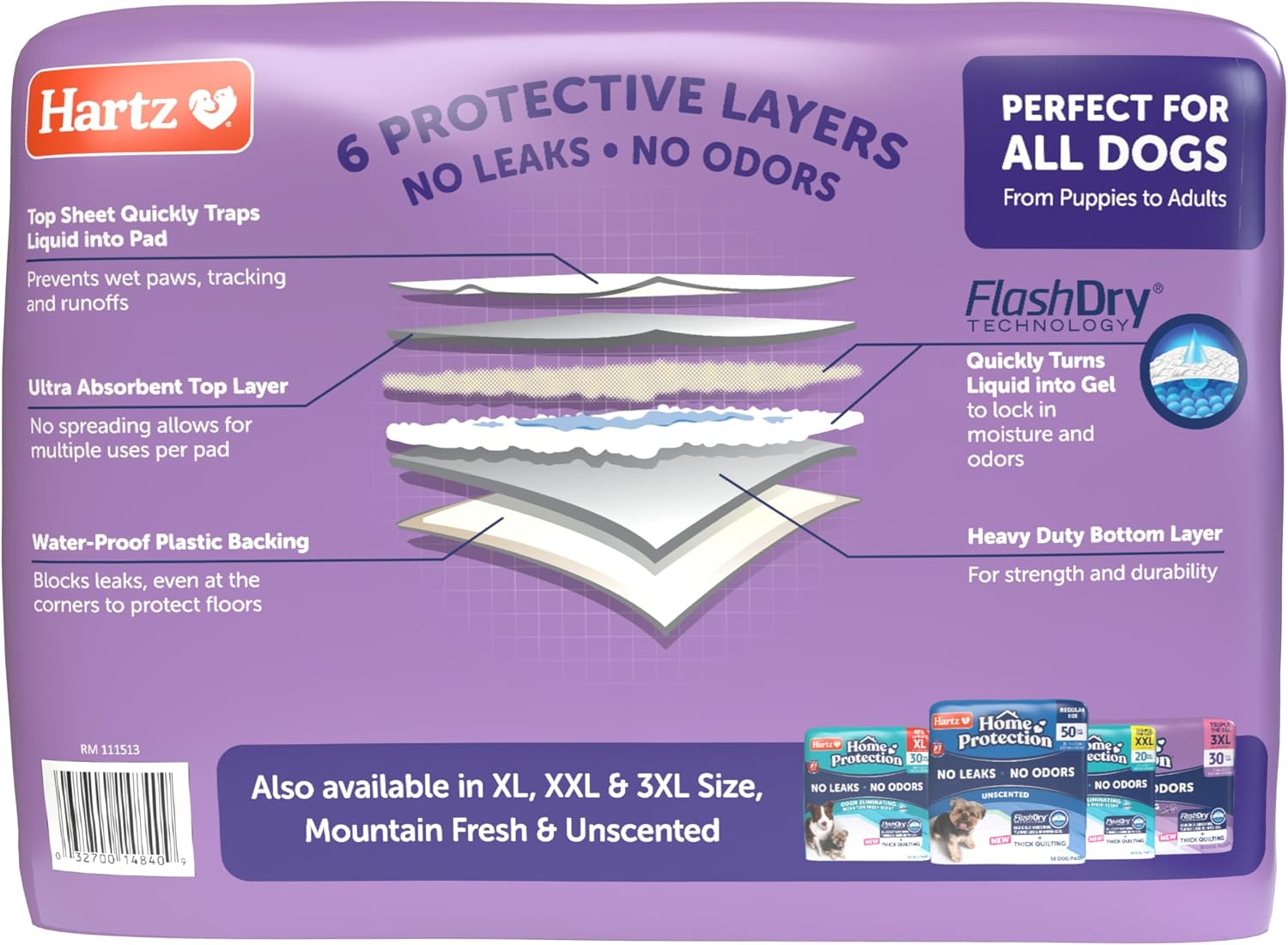 Hartz Home Protection Lavender Scented Odor Eliminating Dog Pads, 50 Count
