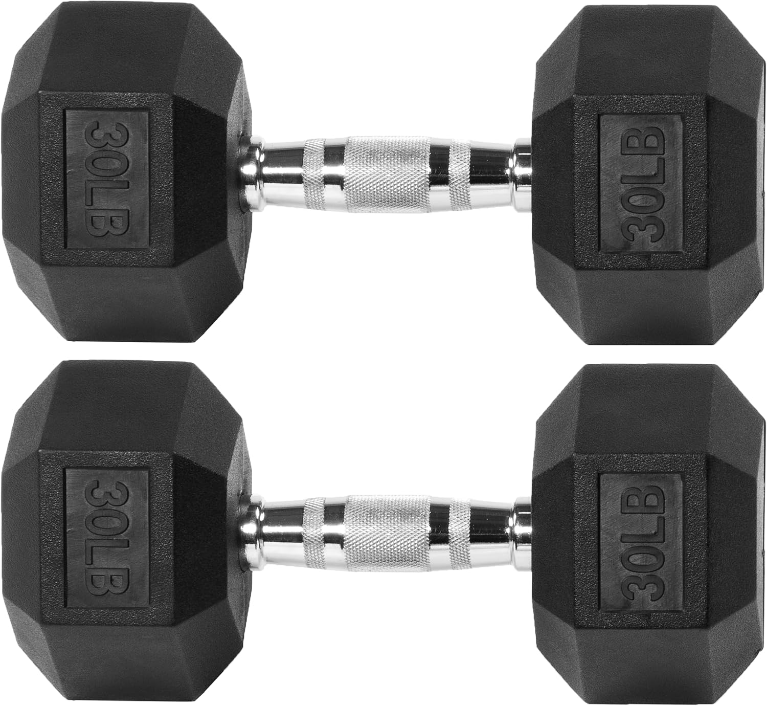 Rubber Encased Hex Dumbbell with Knurled Alloy Material Non-slip Handle, Basic Professional Dumbbell