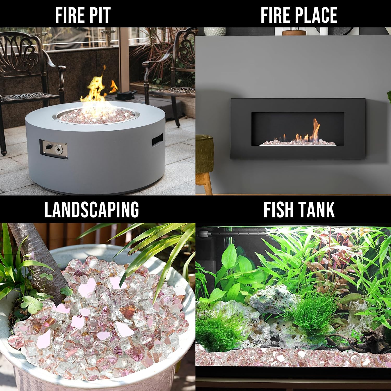 Skyflame Aqua Blue Fire Pit Glass for Propane Gas Fireplace, 10LB