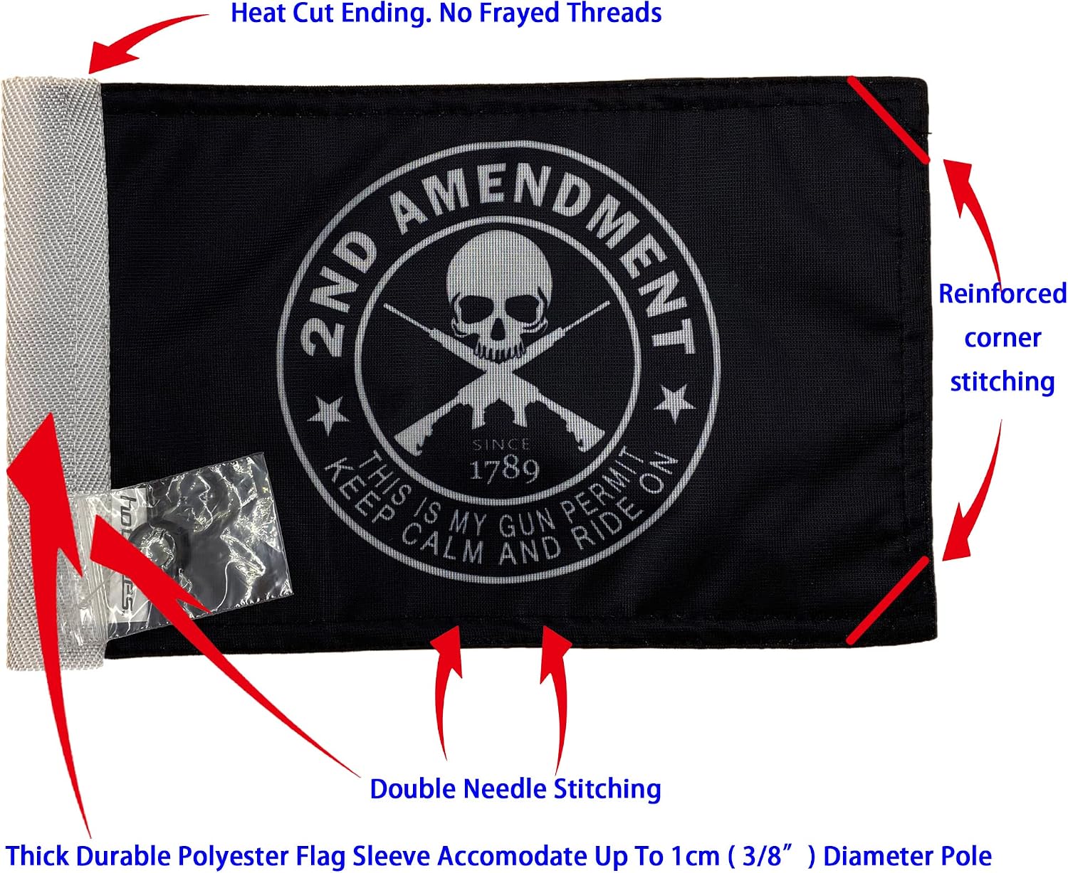 Motorcycle Flag 6 x 9 Or 10 x 15 Inch (6"X9", USA)