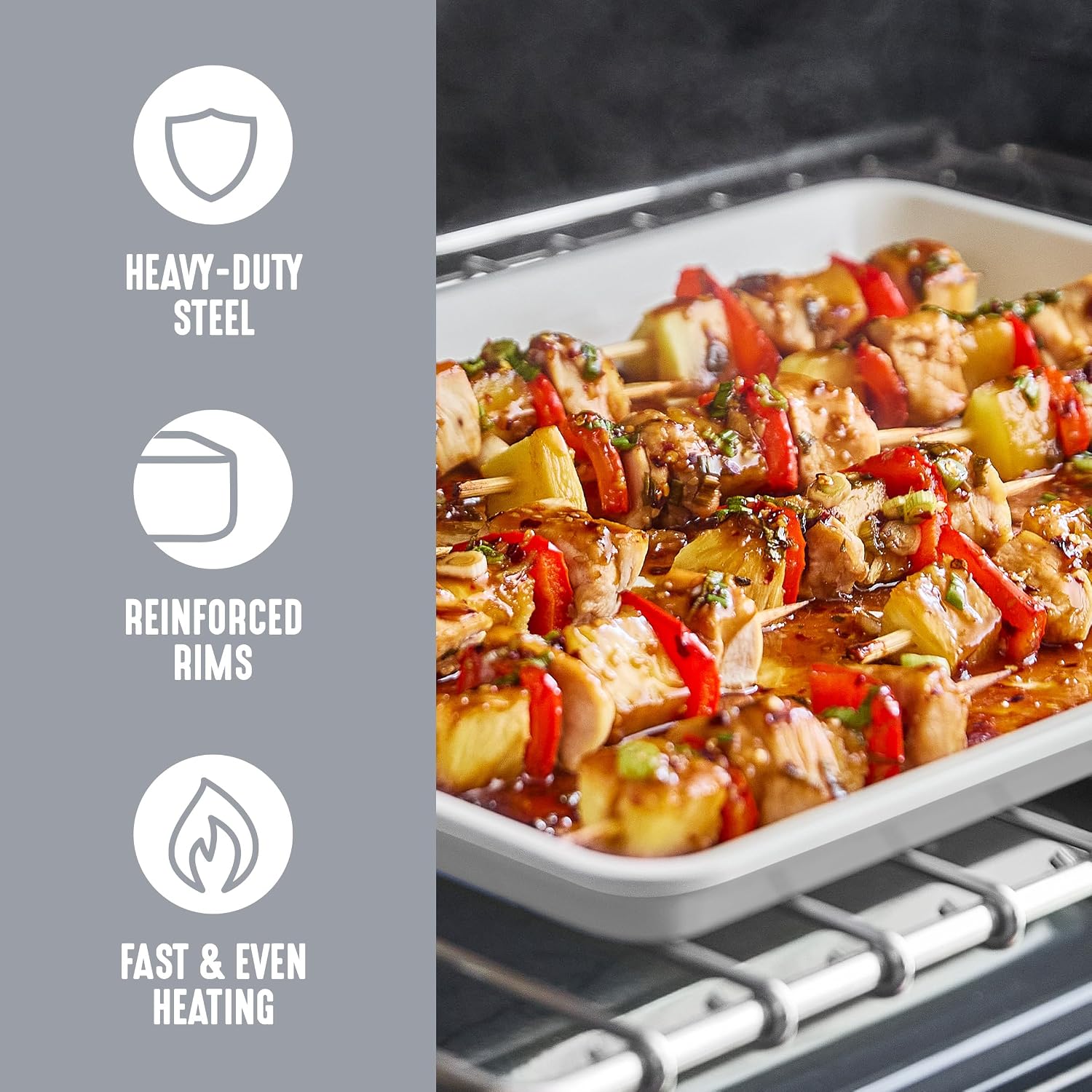 GreenLife 13" x 9" Quarter Sheet Baking Pans, 2 Piece Bakeware Set, PFAS-Free Ceramic Nonstick Rectangular Cookie Trays, Oven Safe to 450°F