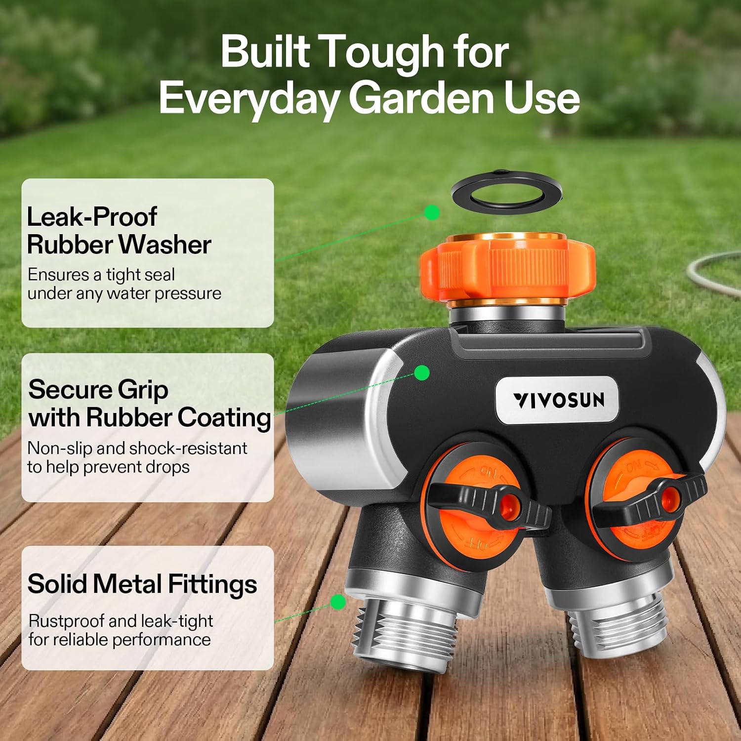 VIVOSUN Garden Hose Splitter 4 Way, Heavy Duty Water Hose Connector 3/4", Water Hose Manifold