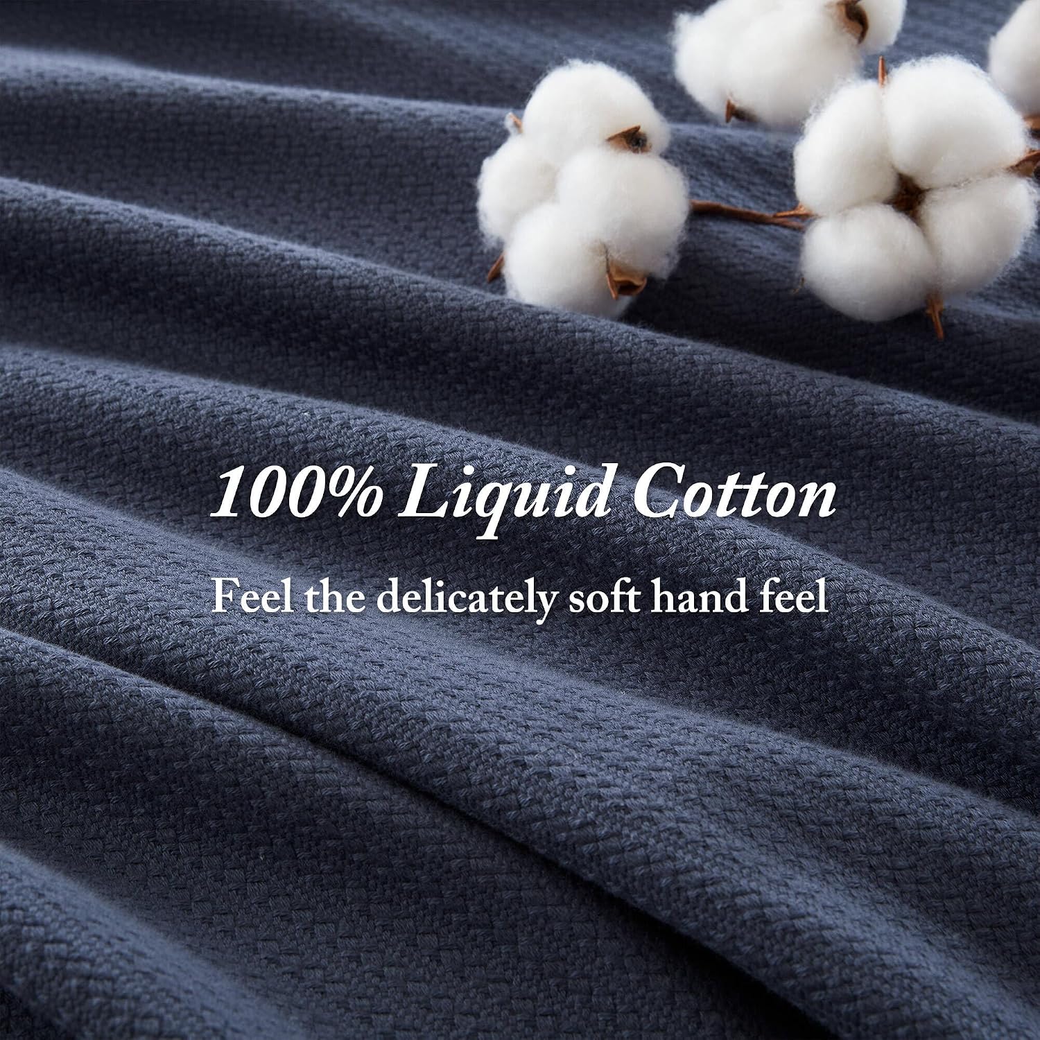 Madison Park Liquid Cotton Luxury Blanket Premium Soft Cozy 100% Ring Spun Cotton For Bed , Couch or Sofa, Full/Queen, Light Blue | Breathable Fabric for Bed or Couch, Diamond Pattern, Lightweight, OEKO-TEX Certified