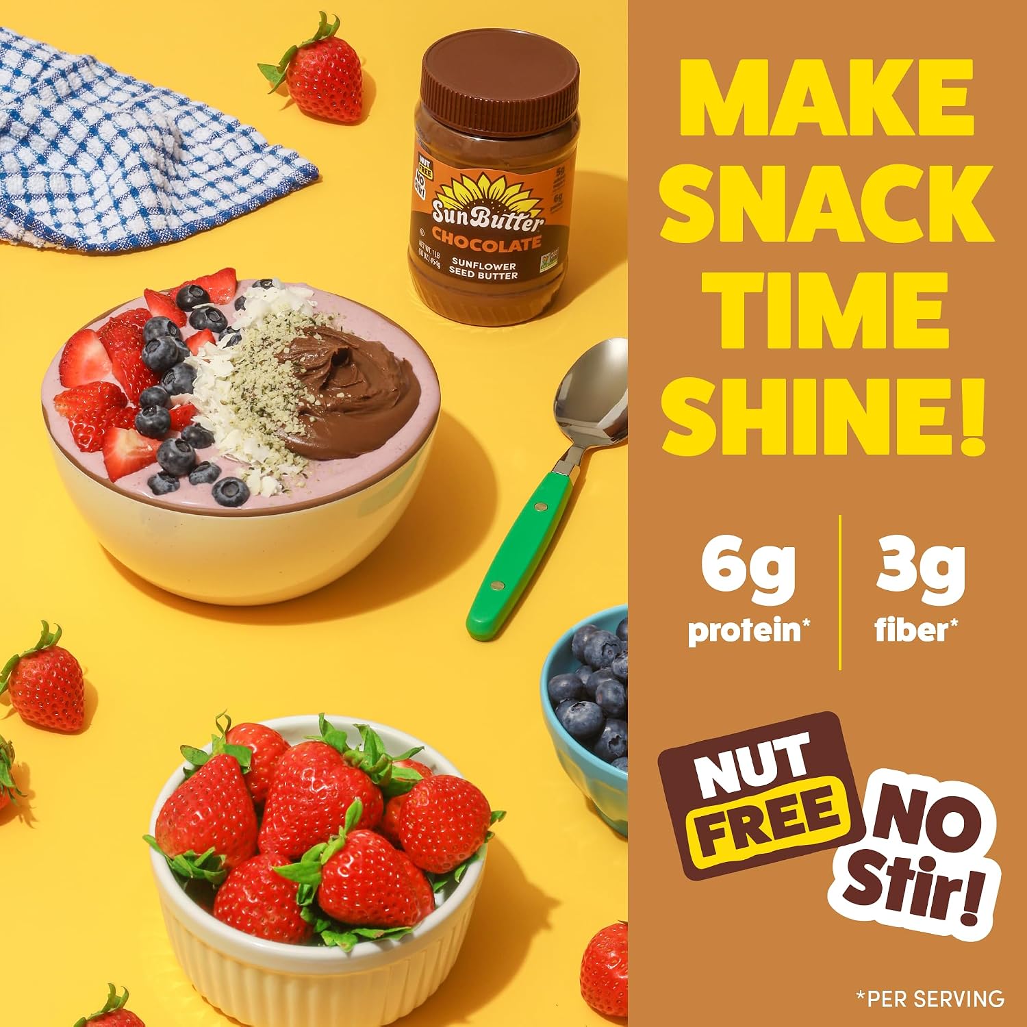 SunButter Original Sunflower Seed Butter, 16 oz Nut-Free Spread with 7g Plant-Based Protein, Roasted Rich & Savory Flavor, Smooth Texture | Vegan, Kosher & Non-GMO