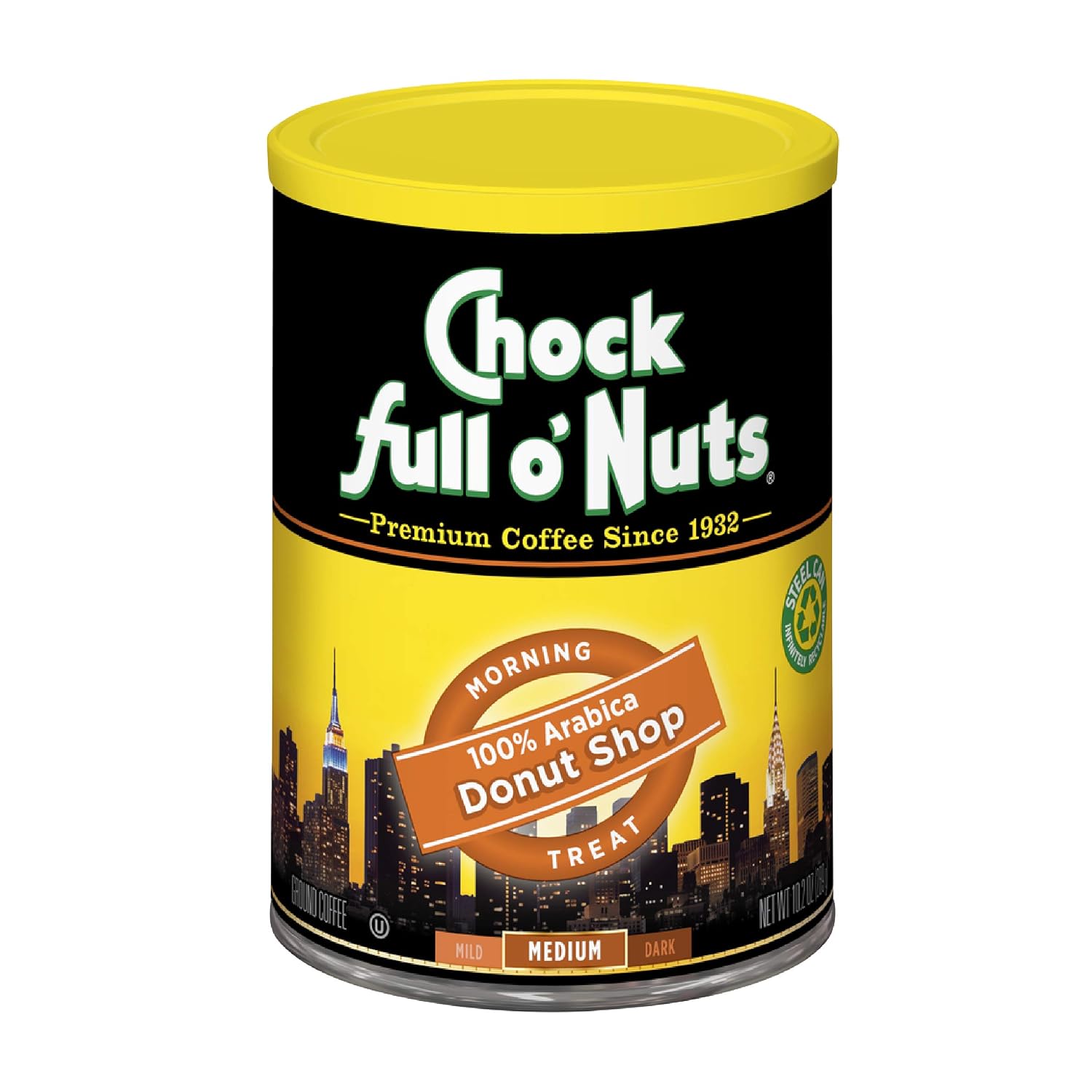 Chock Full o' Nuts French Roast Ground Coffee – Premium Beans in Recyclable Steel Can – Rich Flavor & Aroma, Dark Roast – Perfect for Drip, Pour-Over, Percolator – 26 Oz Can