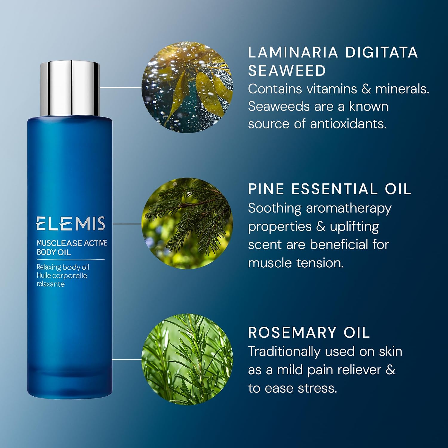 ELEMIS Active Body Concentrate Musclease 100ml, Revitalizing Massage Oil for Tired