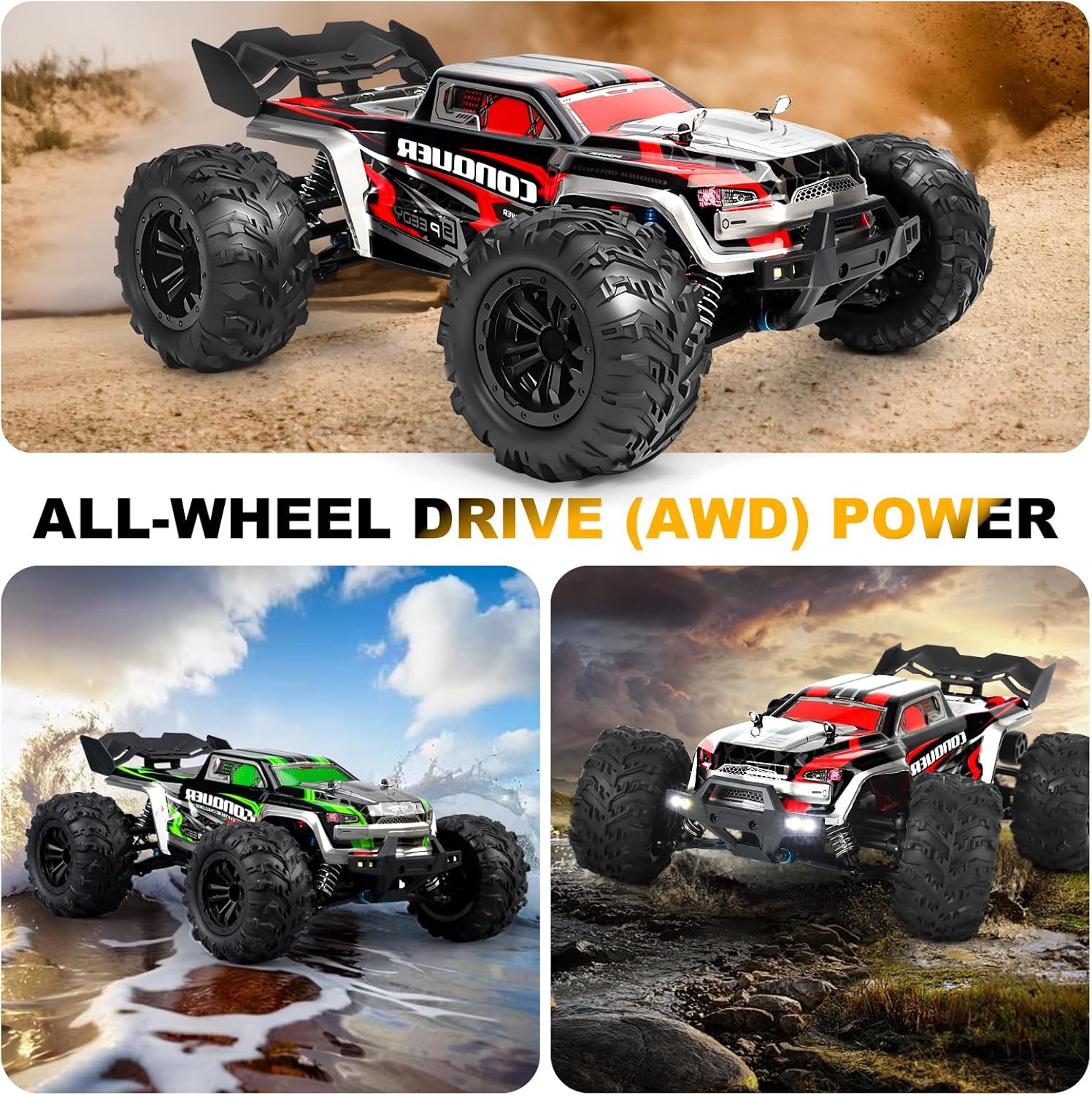 1:16 Scale All-Terrain RC Car for Adults - 40+KM/H High Speed 4WD Off-Road Remote Control Truck with 2 Rechargeable Batteries