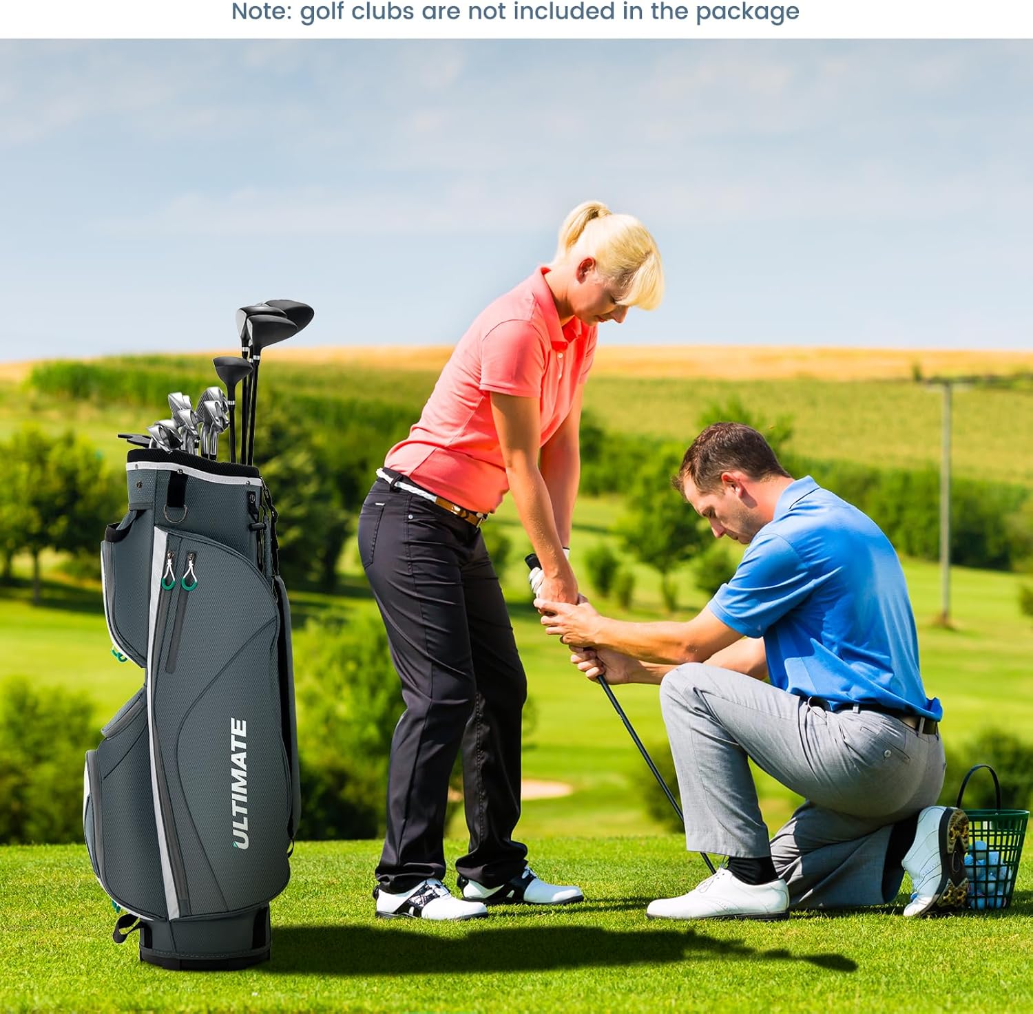 ULTIMATE 14-Way Golf Cart Bag, 3.7 LBS Lightweight Portable Golf Bag with Top Dividers, 7 Zipped Pockets Including Cooler Bag, Rain Hood
