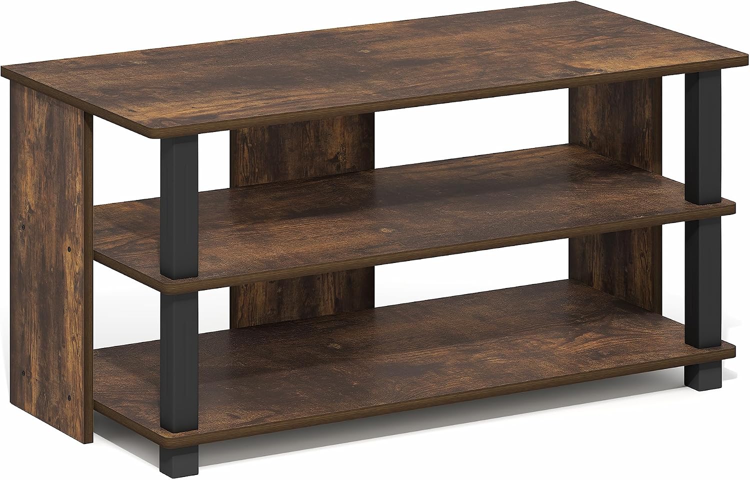 Furinno Beginning TV Stand, 2-Tier Rectangular Entertainment Center with Shelf, TV Console for TV up to 36 Inch, Open Back, for Living Room, Bedroom, French Oak