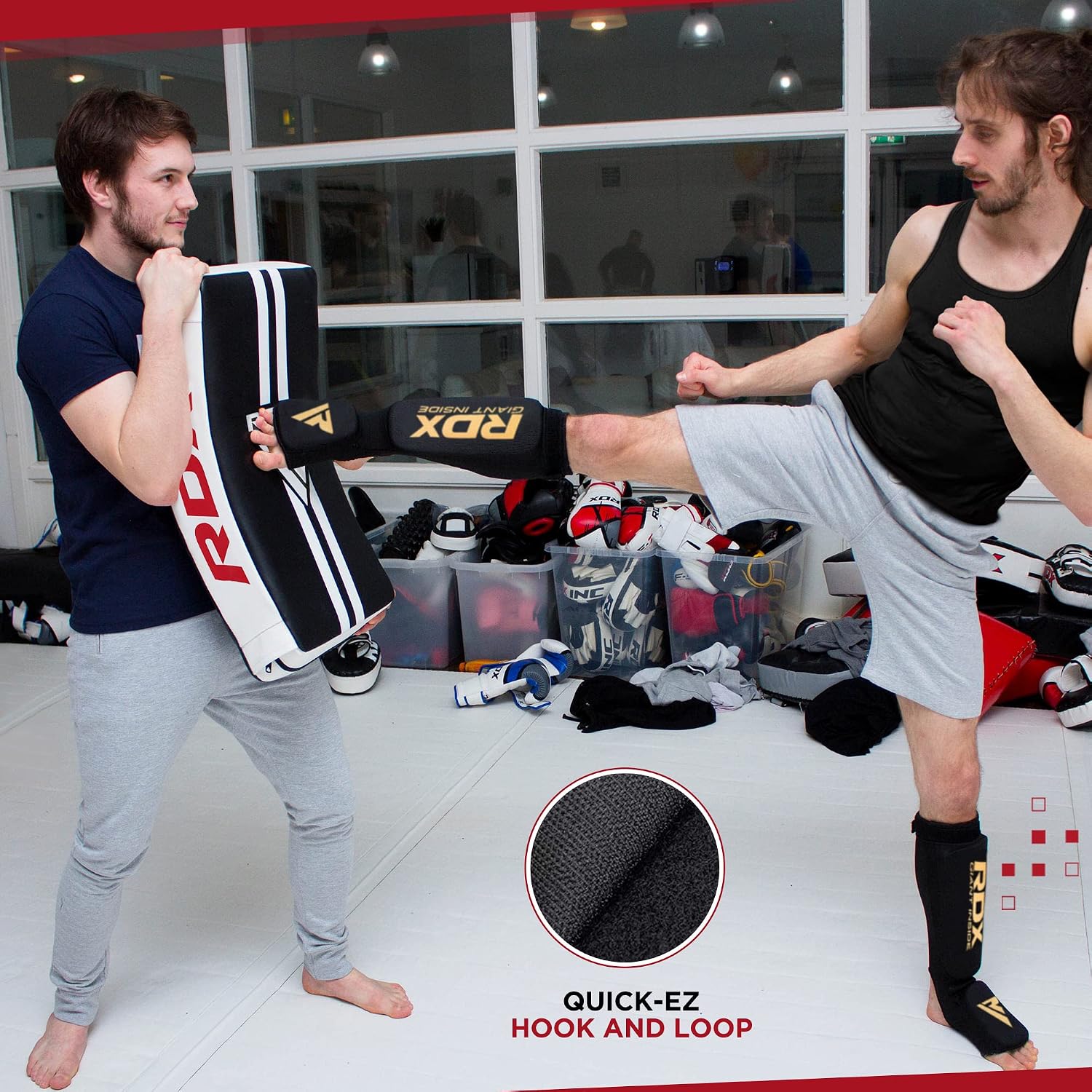 RDX Kick Shield Muay Thai Kickboxing, Heavy Curved Kicking Striking Body Pad, Punching Foot Target MMA Boxing Training, 3 Padded Handles