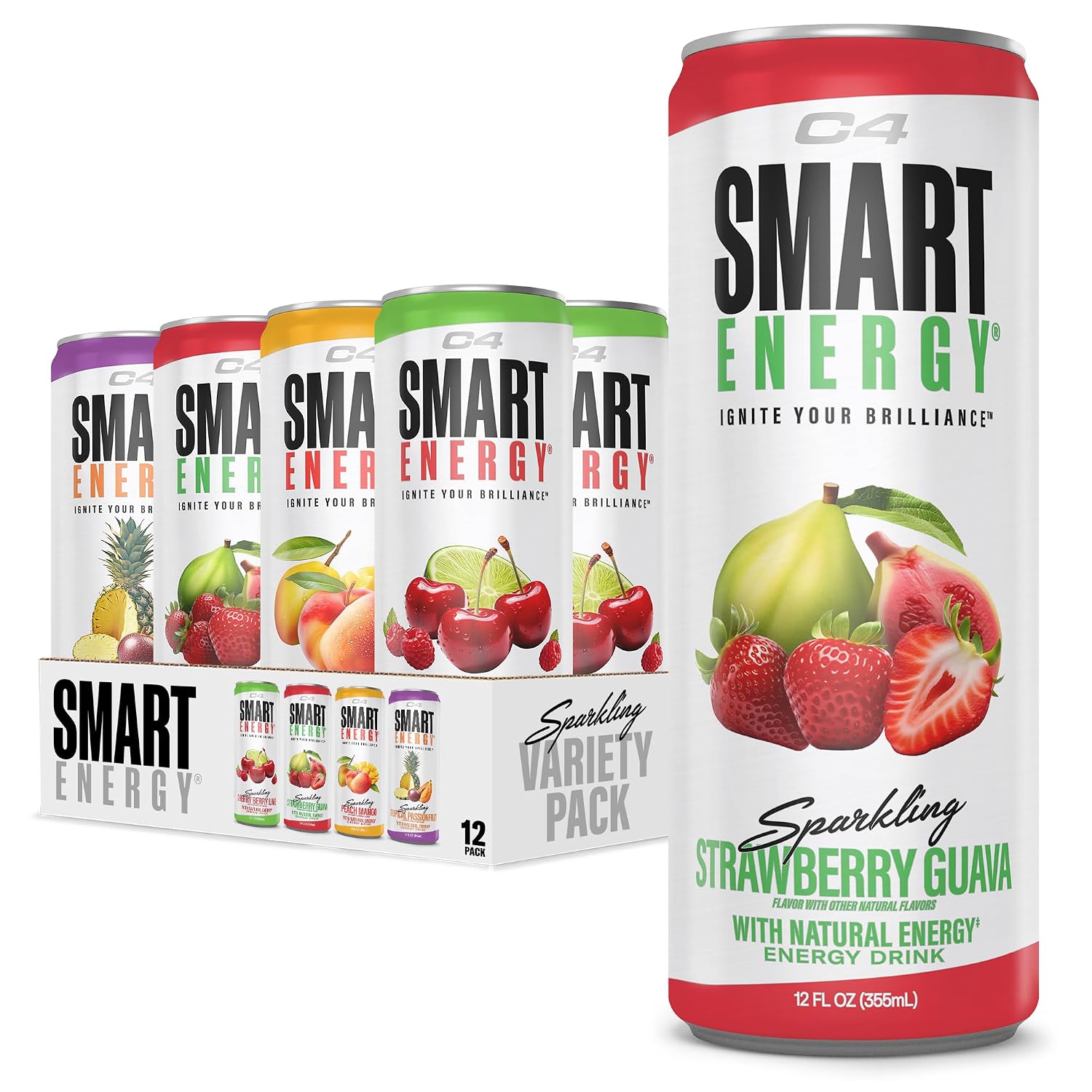 C4 Smart Energy Drink, 200mg Caffeine, 12 Fl Oz 12pk
