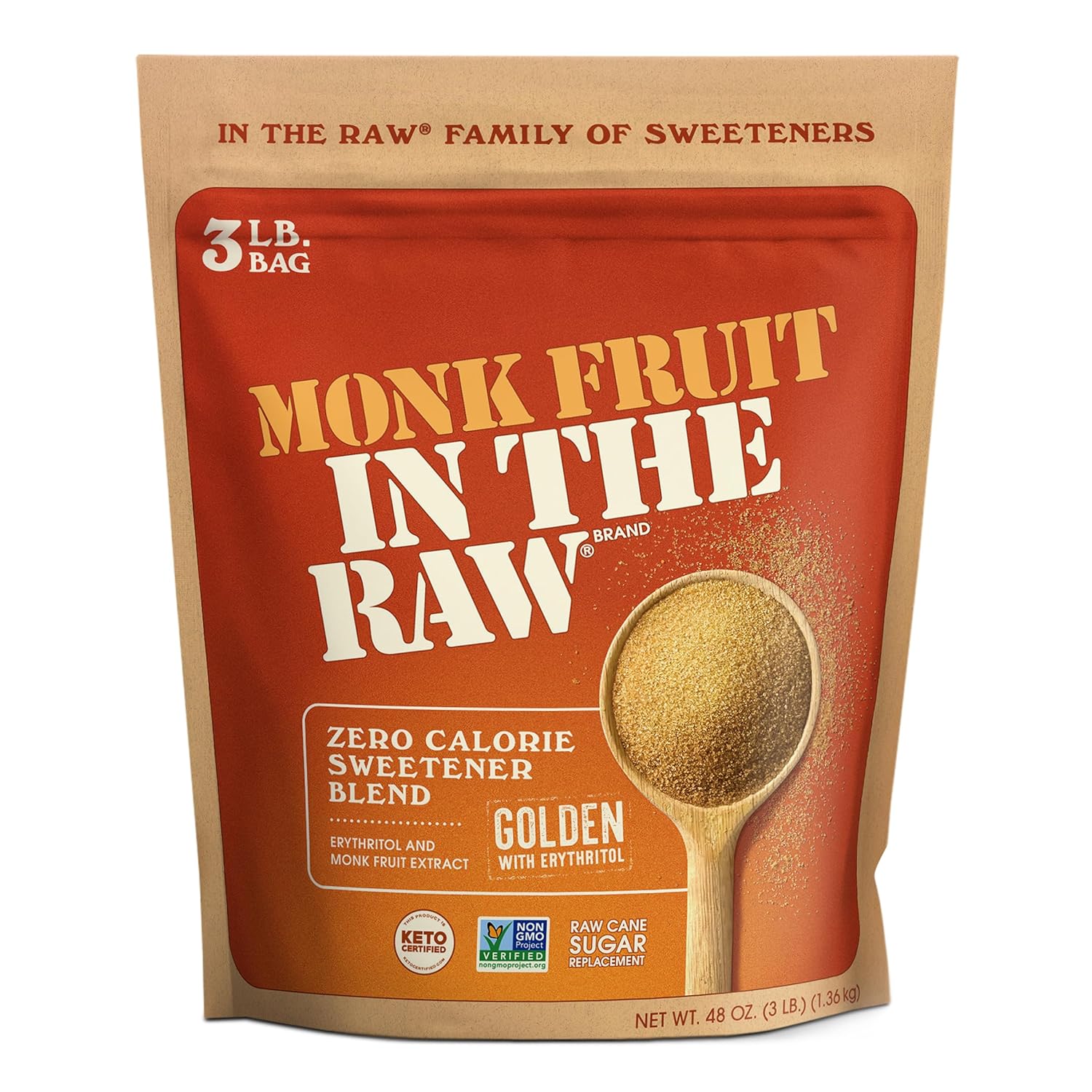 Monk Fruit In The Raw, Sweetener Bag, 1 LB