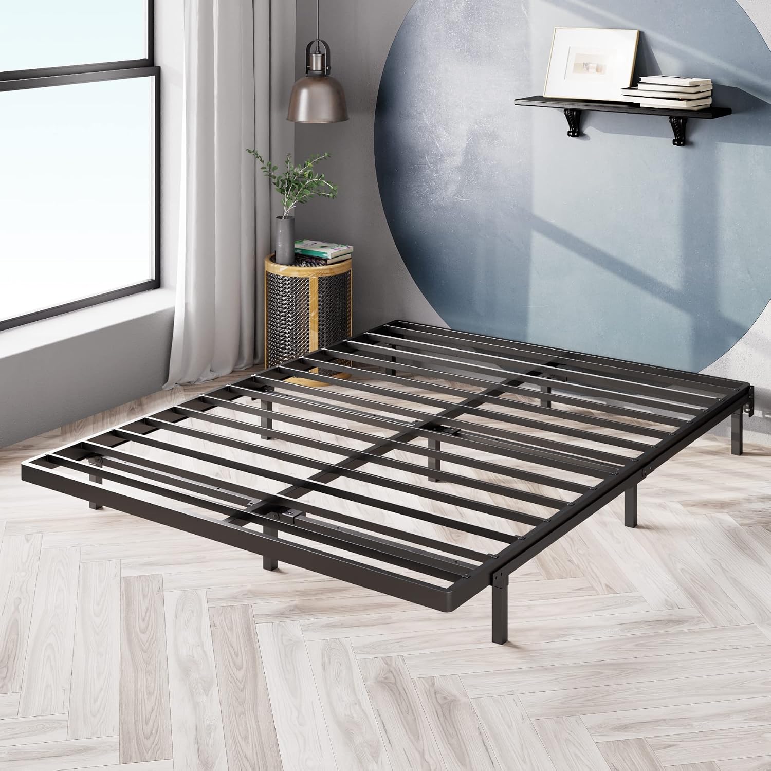 Zinus Quick Lock Bunkie Board, Box Spring and Bed Slat Replacement, Queen | Metal Frame with Steel Slats, Durable Construction Easy Assembly