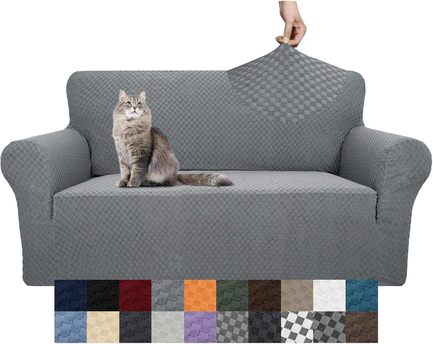 YEMYHOM Couch Cover Latest Jacquard Design High Stretch Sofa Covers for 2 Cushion Couch