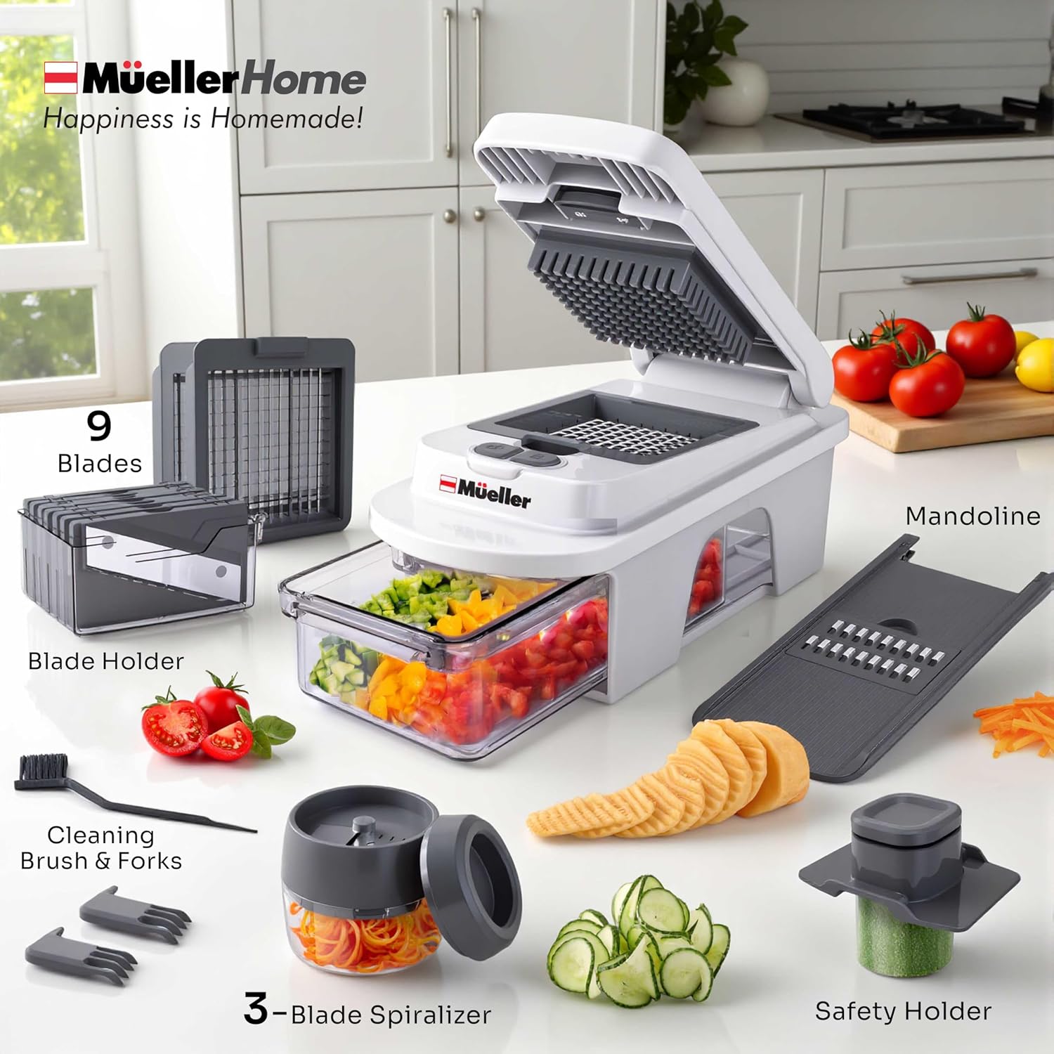 Mueller The Real Original Pro Vegetable Chopper & Mandoline Slicer, 10-in-1