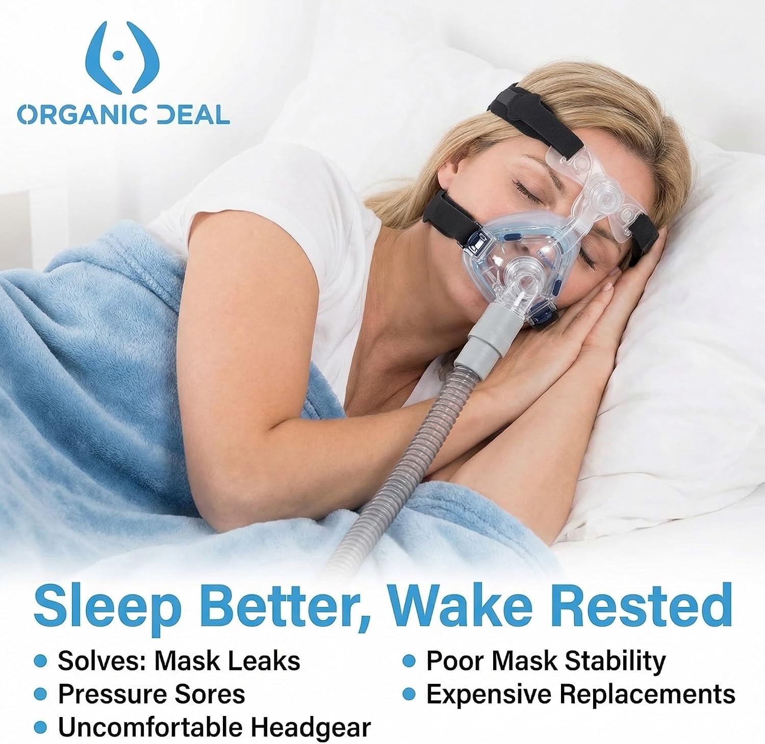 Universal CPAP Headgear Strap – Replacement for Philips Respironics Headgear & ResMed CPAP Supplies – CPAP Mask & Head Strap (Mask, Clips NOT Included)