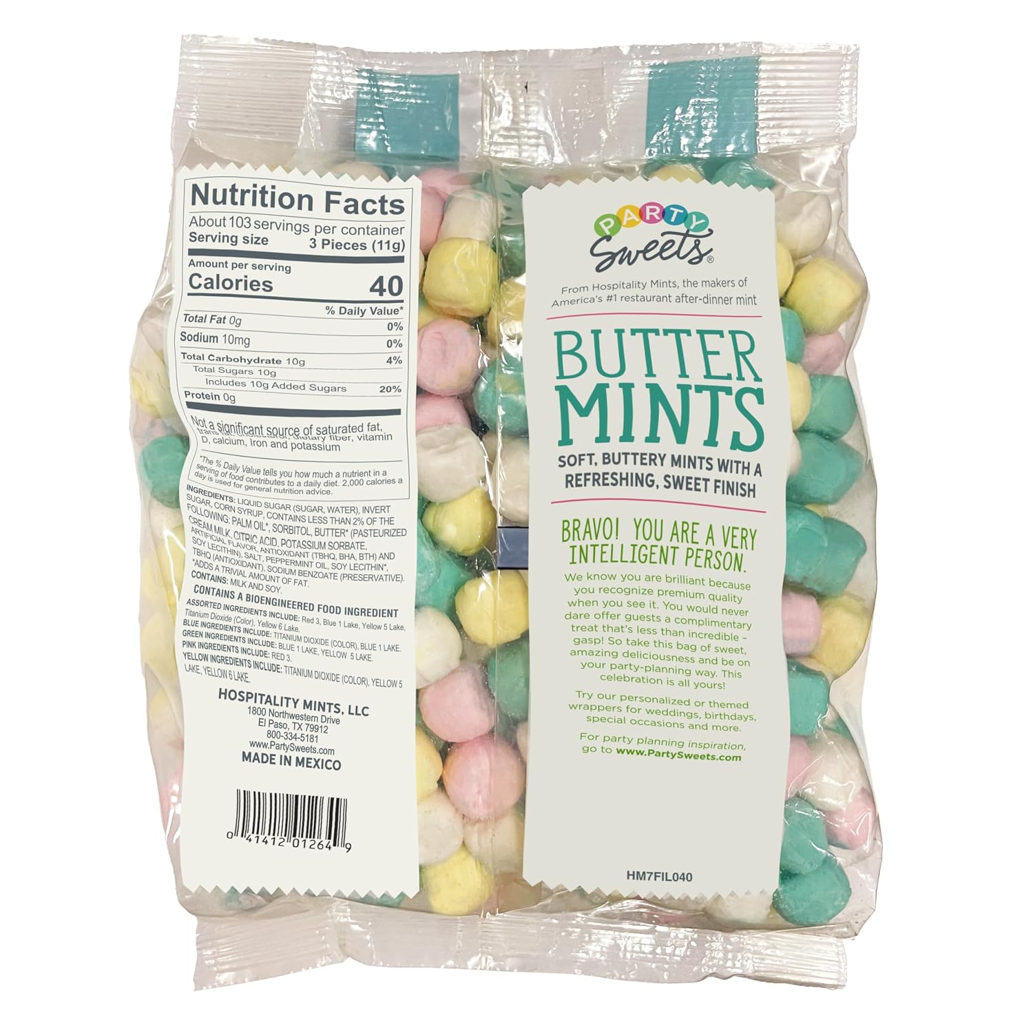 Party Sweets White Buttermints, 14 Ounce, Appx. 100 pieces from Hospitality Mints