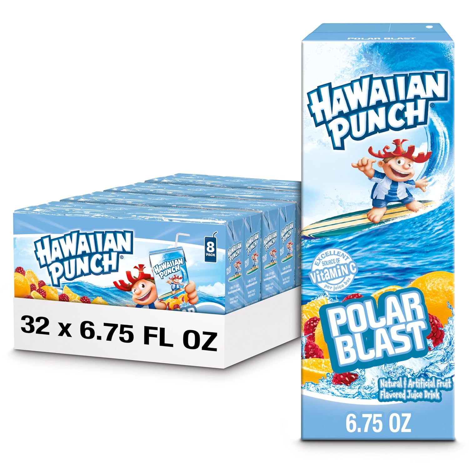 Hawaiian Punch Polar Blast Fruit Juice Drink, 10 Fl Oz Bottles, 24 Count (4 Packs Of 6), Ready-to-drink, On-the-go, Caffeine-free, Carbonation-free, Gluten-free, Excellent Source Of Vitamin C