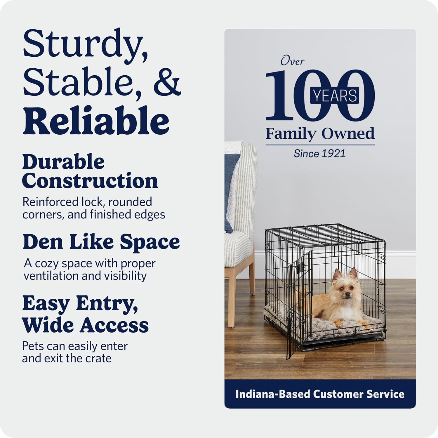 MidWest Homes for Pets 48-Inch iCrate for Extra-Large Breeds, 90-110 lbs, Single Door Folding Dog Crate with Divider Panel, Leak-Proof Tray & Secure Latches, Portable, Durable & Easy to Assemble