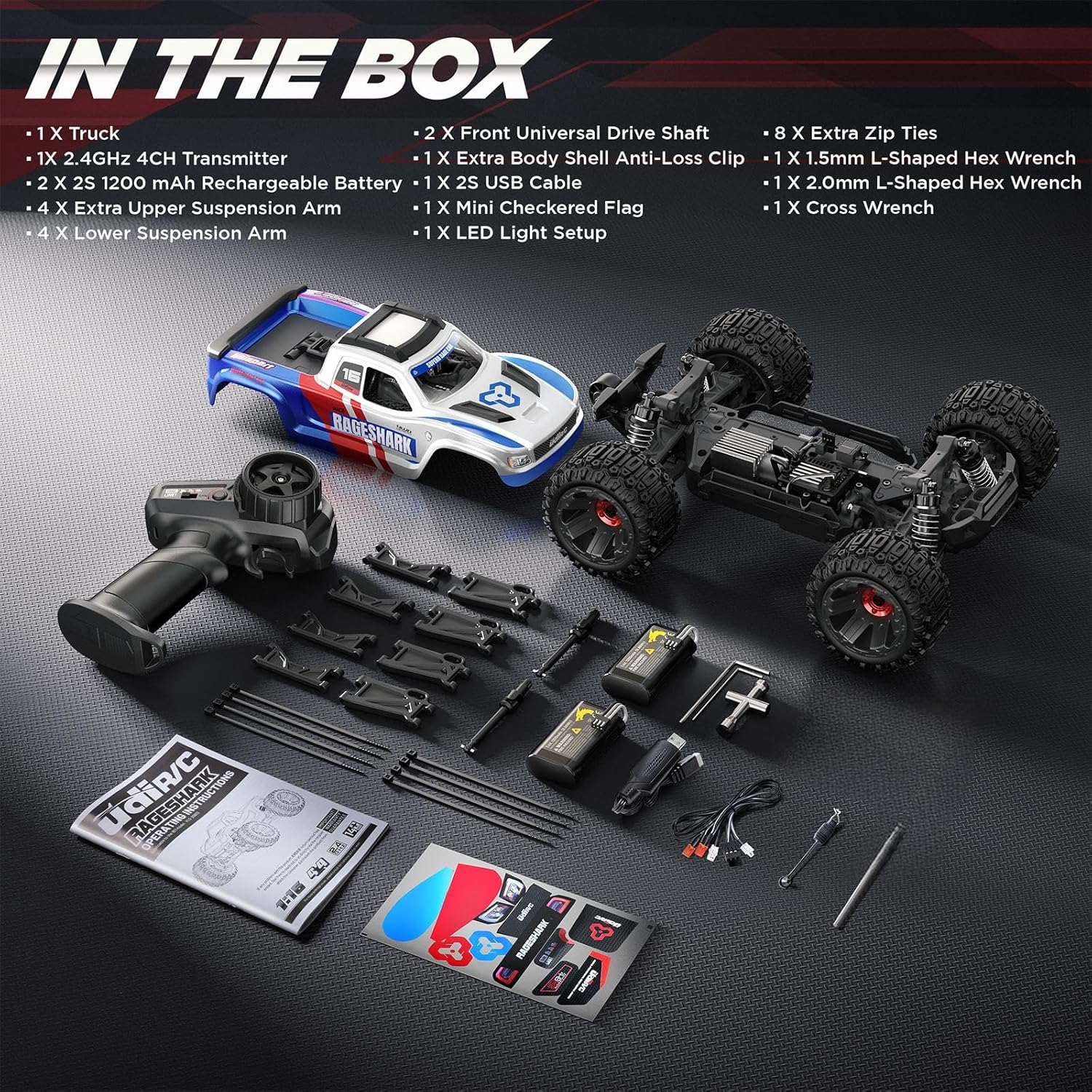 UDIRC Fast RC Cars for Adults, Upgradable 56 MPH, Heavy Duty RC Truck, 4X4 Off Road All Terrain 2.4Ghz RTR 1:16 Remote Control Car