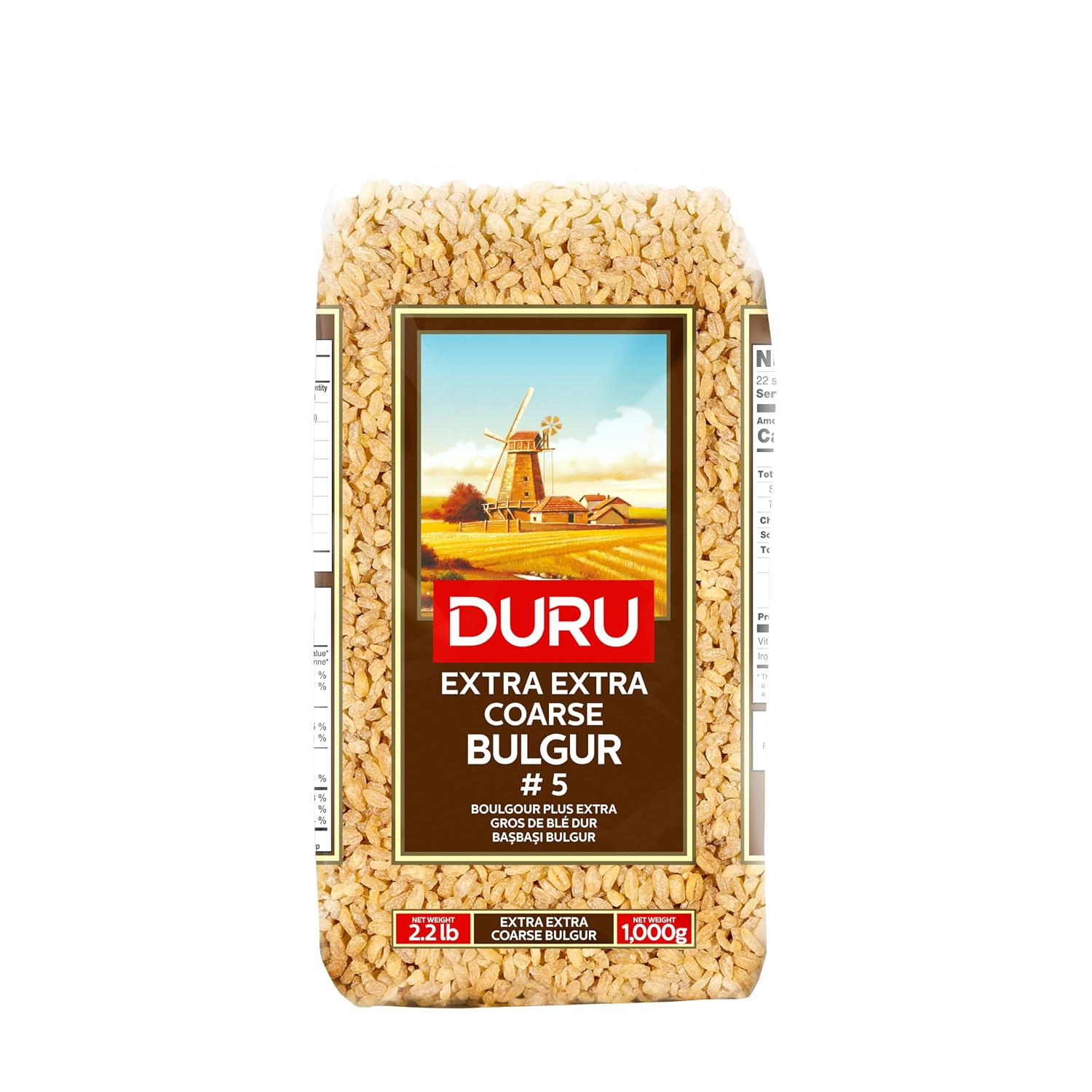 Duru Extra Extra Coarse Bulgur, 35.2oz (1000g), Wheat Berries,100% Natural and Certificated, High Fiber and Protein, Non-GMO, Great for Vegan Recipes, Better than Rice