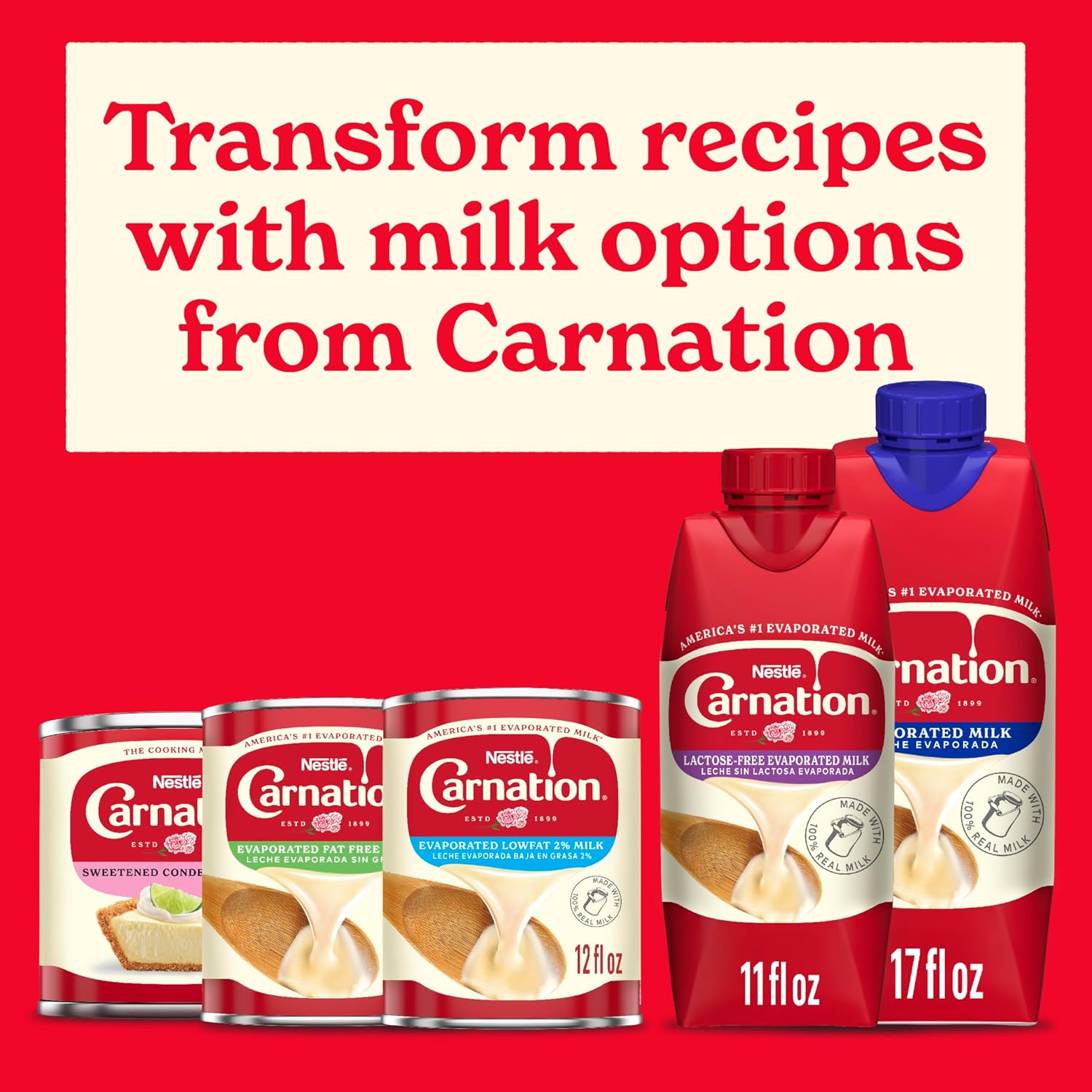 Carnation NESTLE Evaporated Milk 17oz Tetra Carton, 204 Fl Oz, (Pack of 12)
