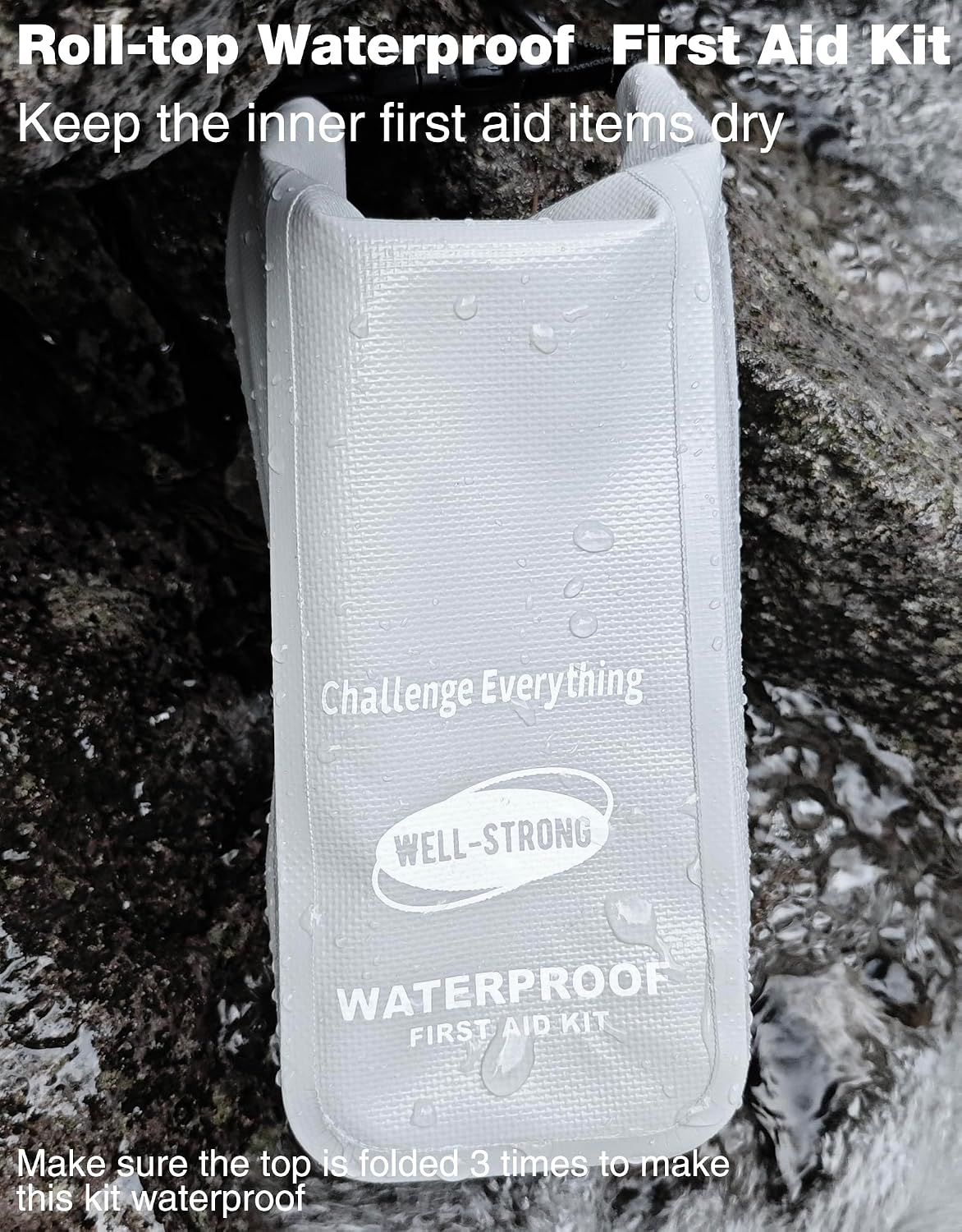 Waterproof First Aid Kit Roll Top Boat Emergency Kit with Waterproof Contents for Fishing Kayaking Boating Swimming Camping Rafting Beach Red