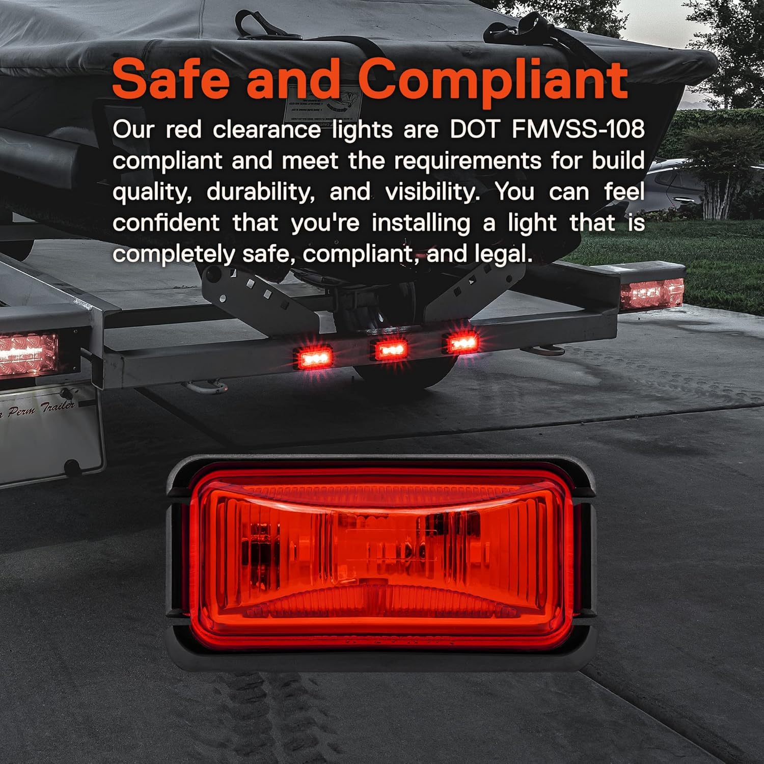 TRUE MODS 2pc 2.5" Amber Rectangle LED Trailer Marker Lights for Truck RV