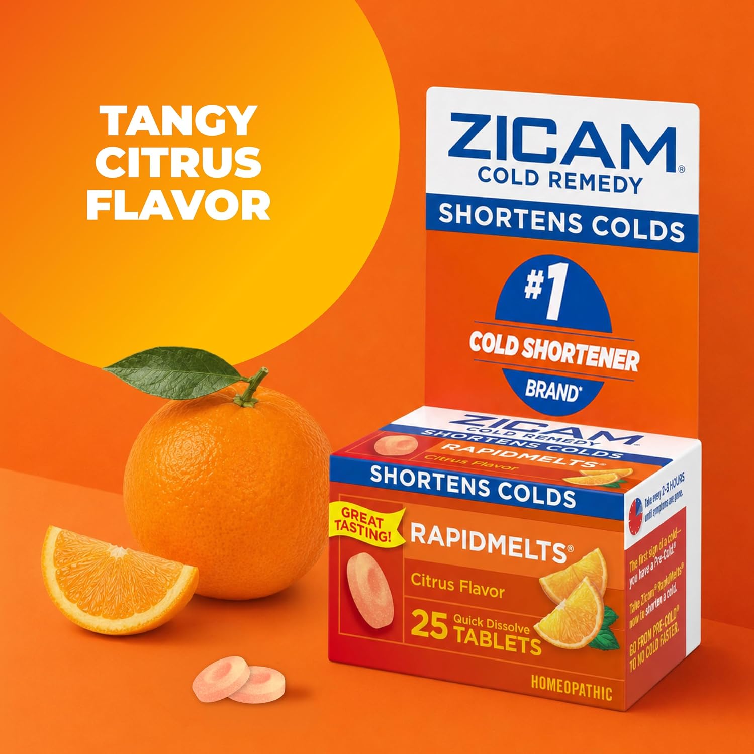 Zicam Cold Remedy RapidMelts, Citrus, 25 Count