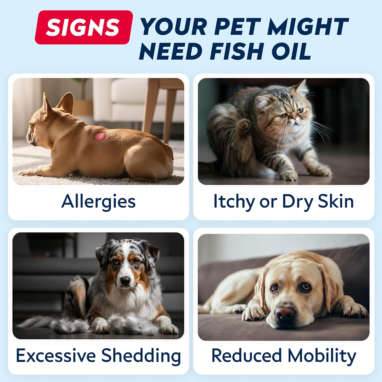 Wild Alaskan Salmon Oil for Dogs & Cats w/Omega 3 - EPA+DHA Fatty Acids