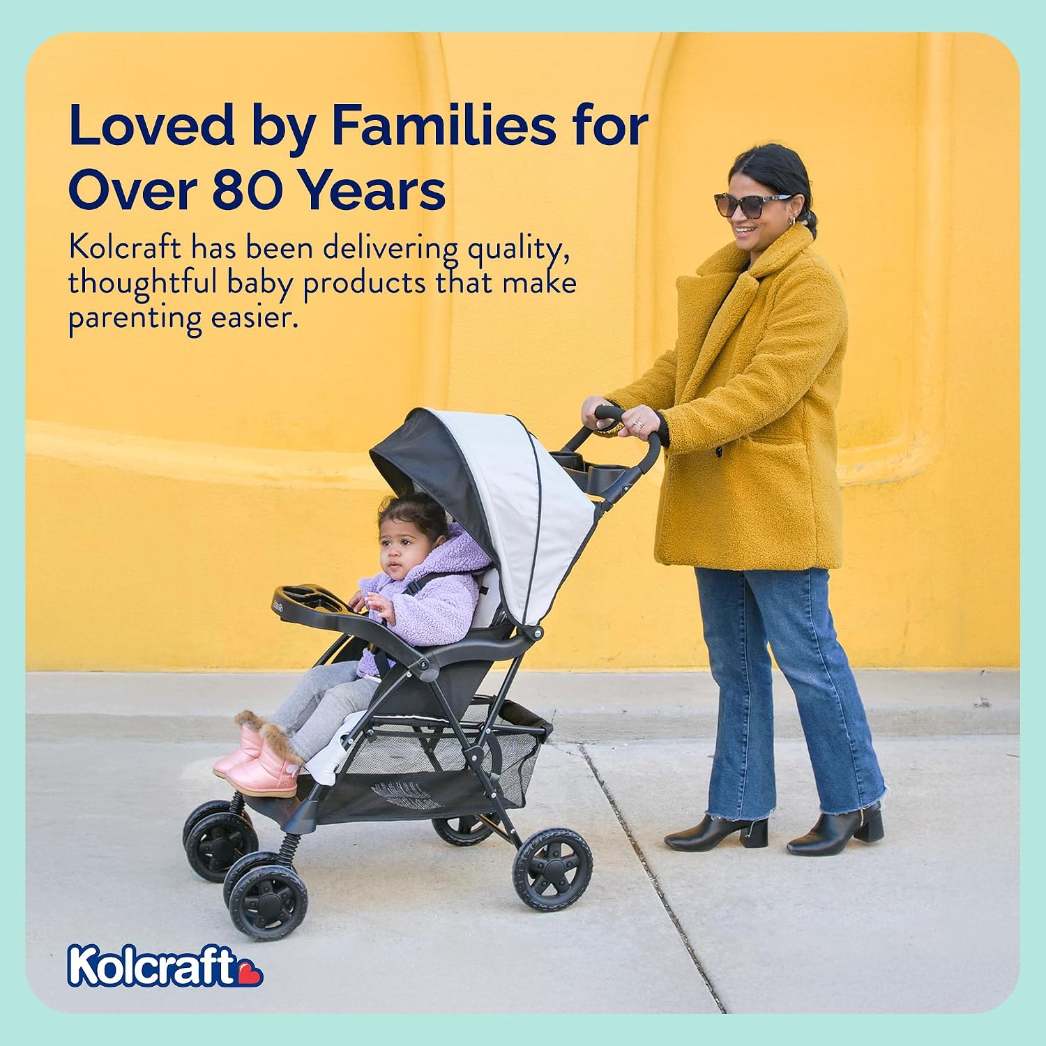 Kolcraft Cloud Plus Lightweight Umbrella Stroller for Toddlers with Reclining Seat, Large Storage Basket, Canopy, Infant & Parent Trays