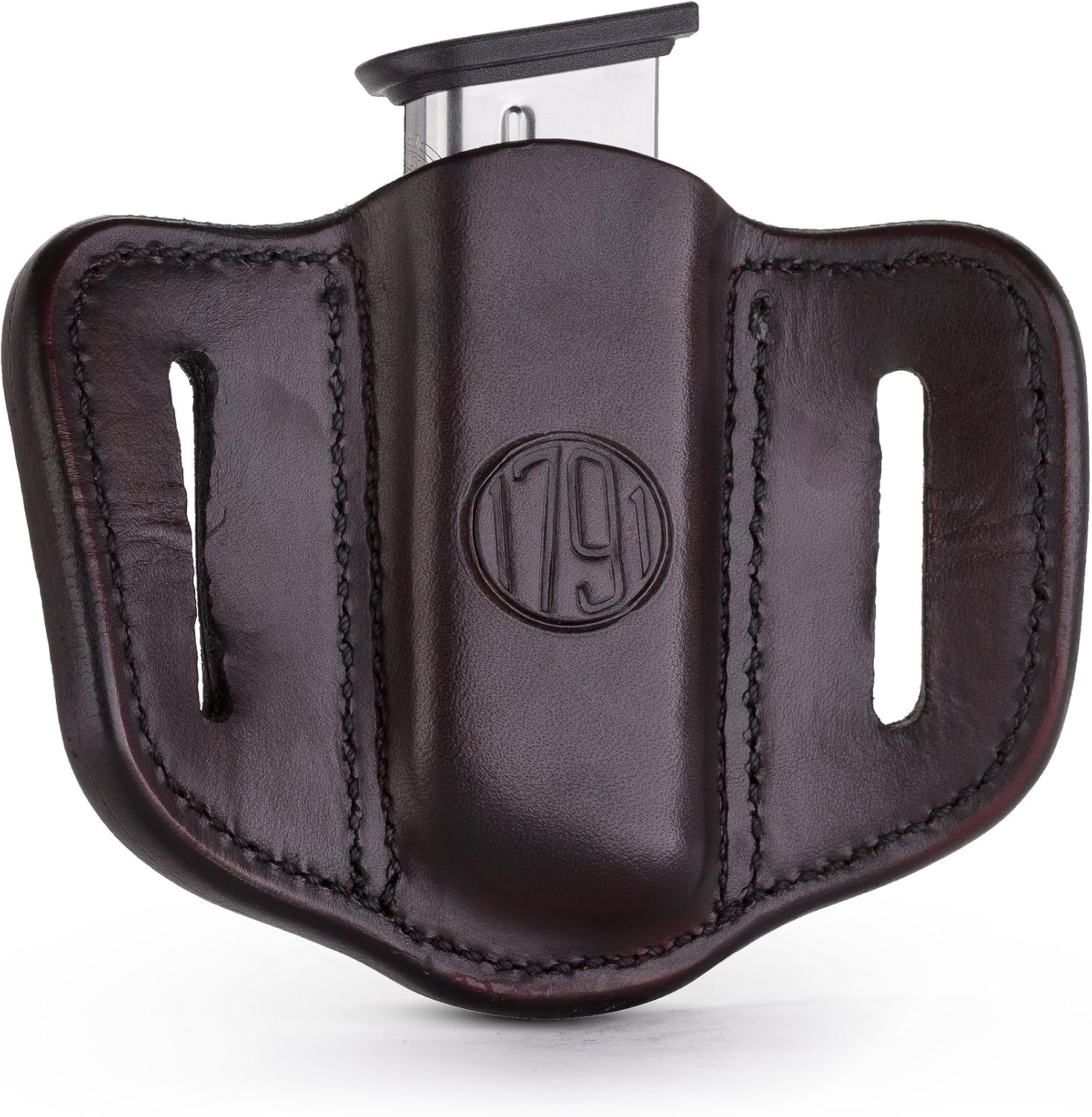 1791 Gunleather Magazine Pouch, OWB Single Stack 45 Leather Mag Holster | Leather magazine holder carries single stack 45 or 1911 mag securely, handcrafted with 100% American steerhide leather