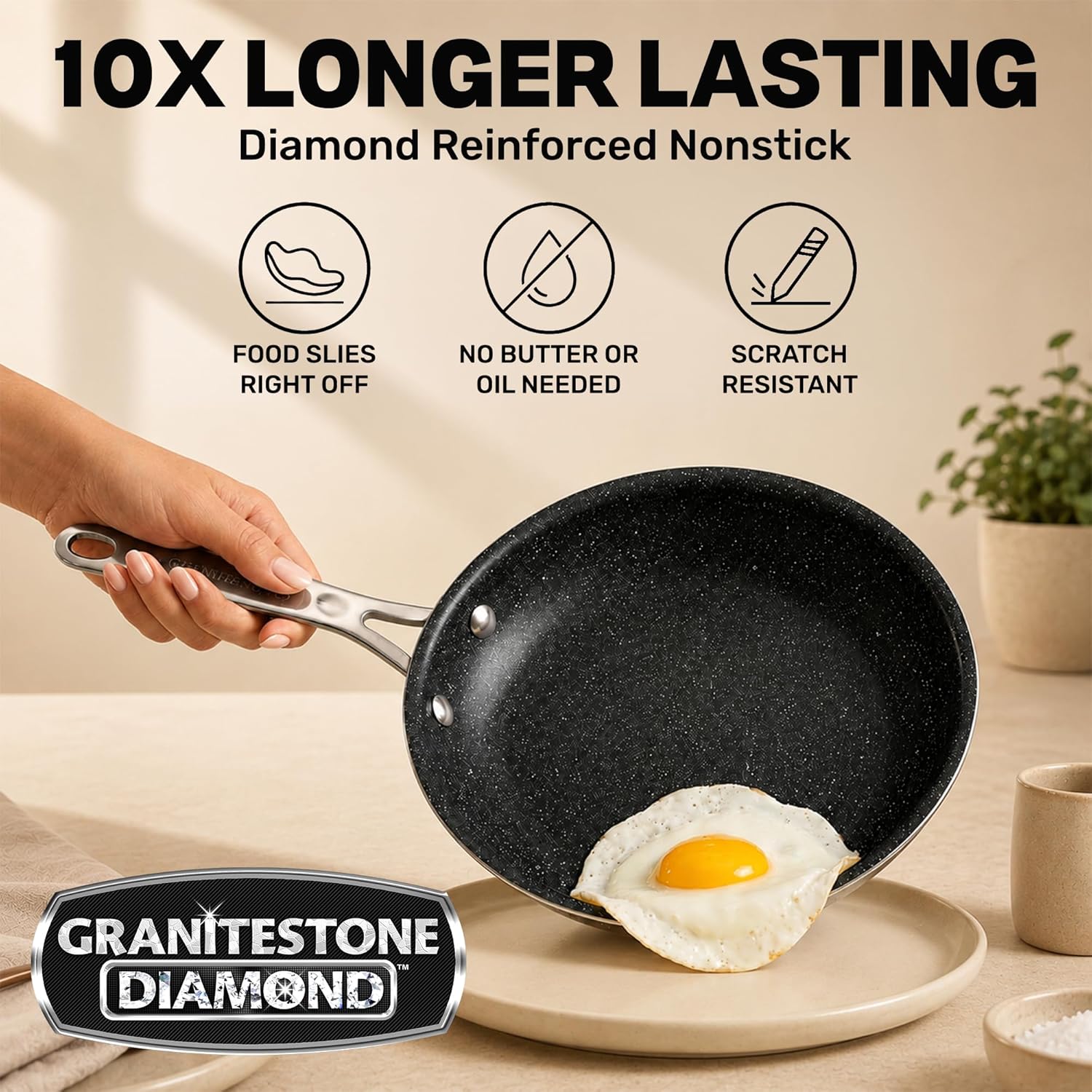 GRANITESTONE 20 Pc Complete Pots and Pans Set Non Stick Cookware Set with Saute Pan, Bakeware, Steamer, Cooking Utensils, Made Without PFOA PFOS