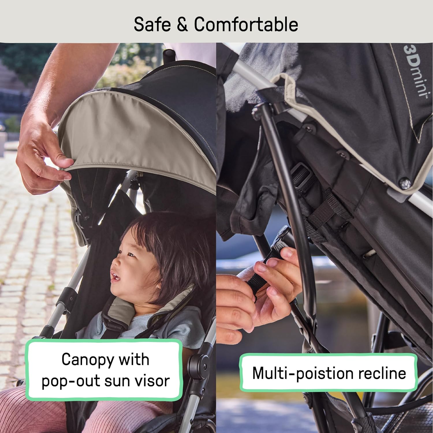 Ingenuity 3D Mini Convenience Stroller – Lightweight Stroller with Compact Fold, Multi-Position Recline, Canopy with Pop Out Sun Visor – Umbrella Stroller for Travel & More, Blue/Black