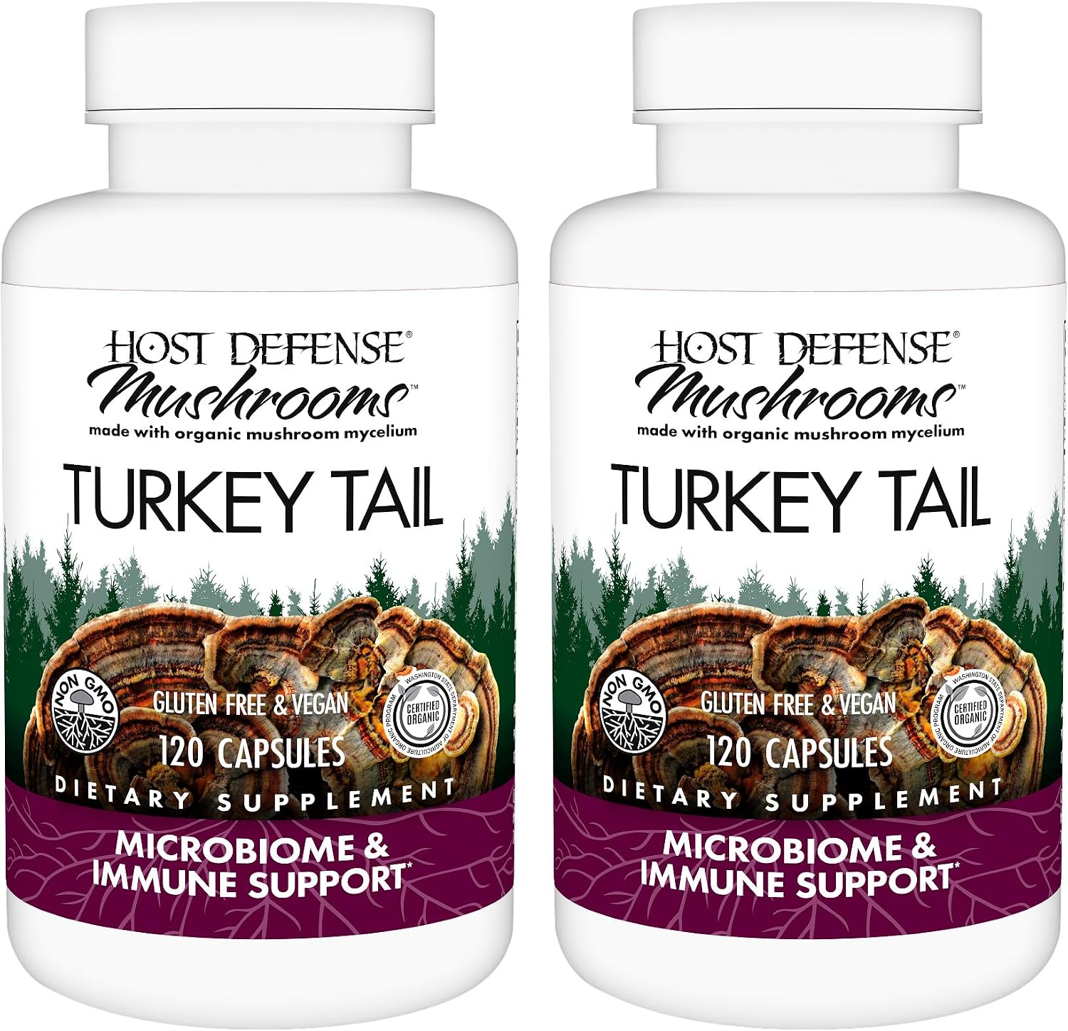 Host Defense Turkey Tail Capsules - Digestive Health & Immune Response Support Supplement - Mushroom Supplement for Gastrointestinal & Gut Microbiome Support - 120 Capsules