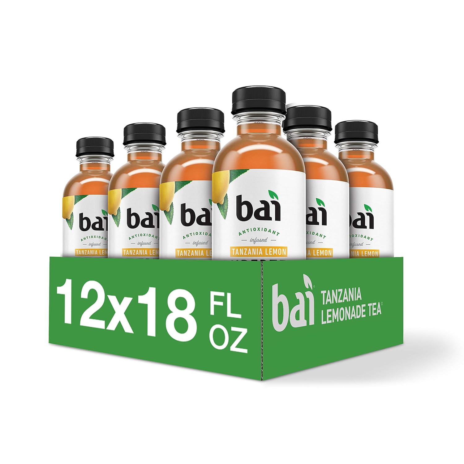 Bai Iced Tea, Narino Peach, Antioxidant Infused Supertea, Crafted with Real Tea (Black Tea, White Tea), 18 Fluid Ounce Bottles, 12 count