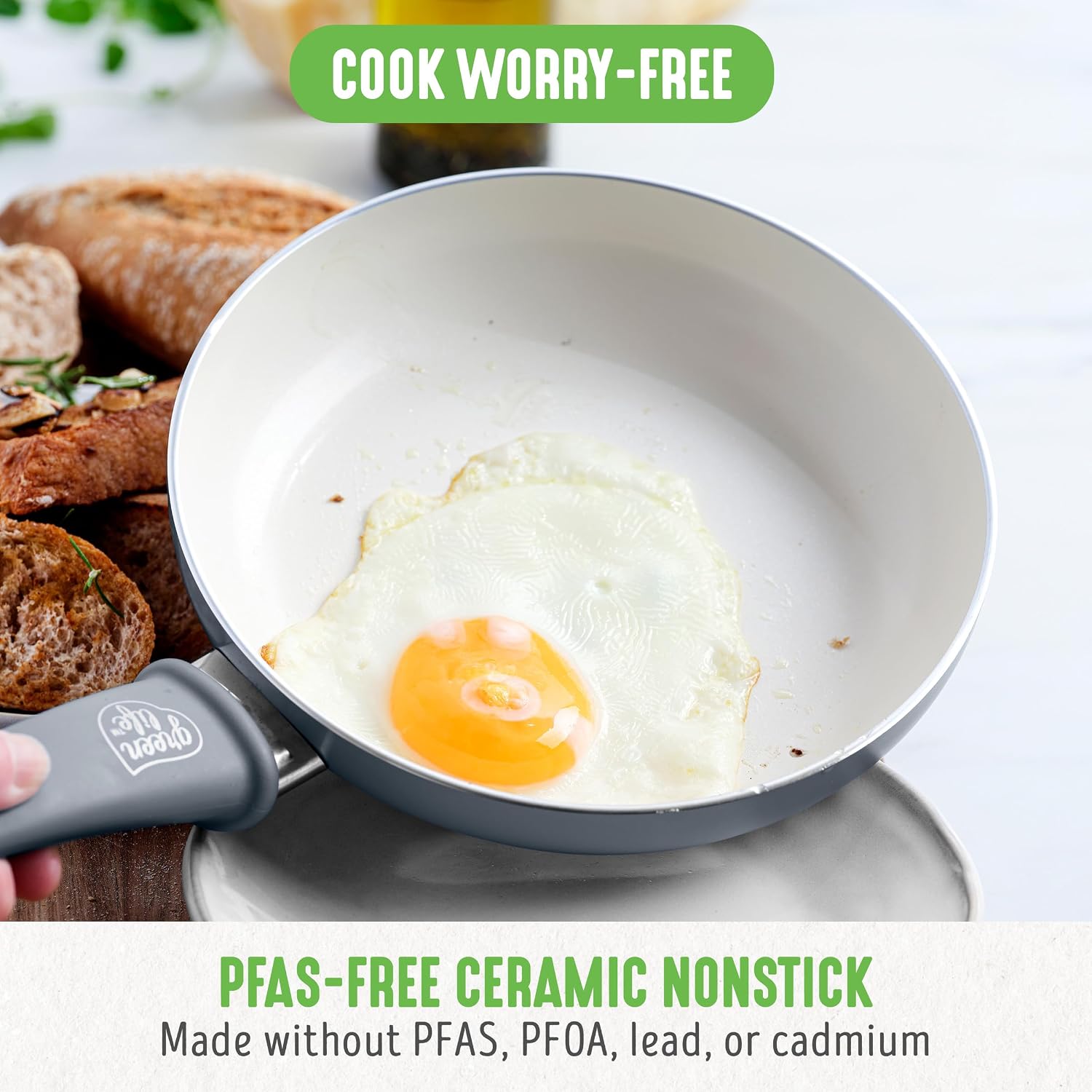 GreenLife 2 Piece (7” & 10”) Ceramic Nonstick Frying Pan Set, Turquoise | PFAS-Free Nonstick Coating, Family Skillet Set, Egg Pan, Omelet Pan, Stay-Cool Handles, Dishwasher & Oven Safe up to 350F