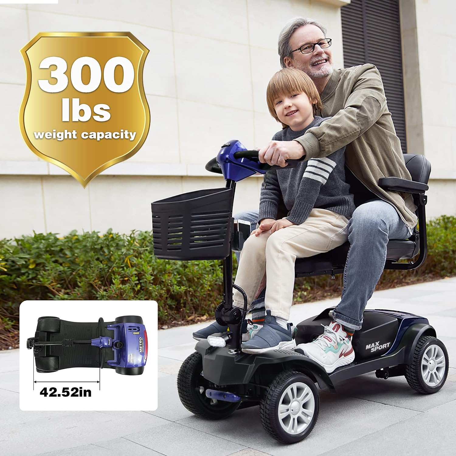 Metro Mobility 4 Wheel Powered Mobility Scooter for Seniors - 300 lbs Capacity Electric Mobility Scooter for Adults - Long Range Power Extended