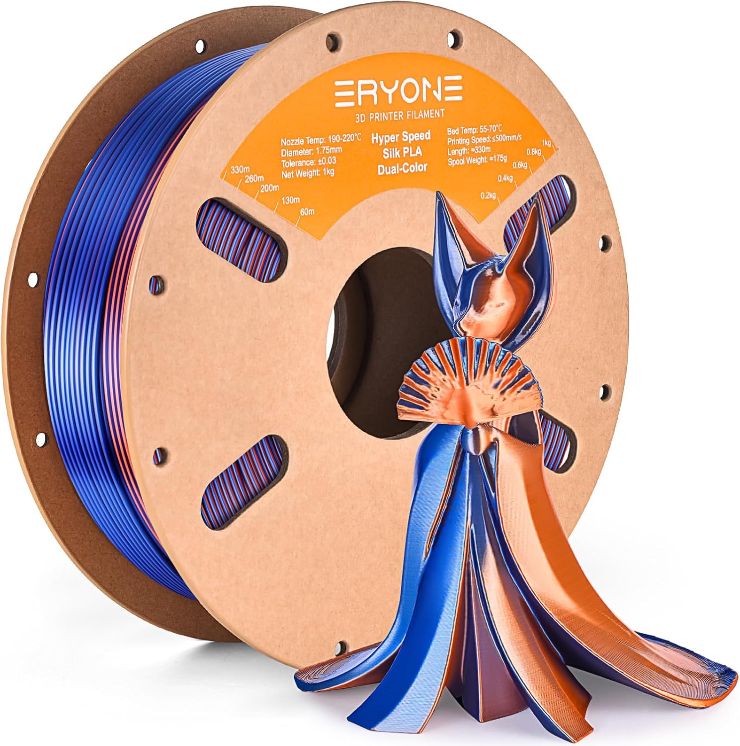 ERYONE Silk Filament PLA+ 1.75mm Upgraded Shiny 3D Printer Filament, Gloss Finish, Fit Most FDM Printer Stable Printing,1kg (2.2LBS)/Spool, Silver