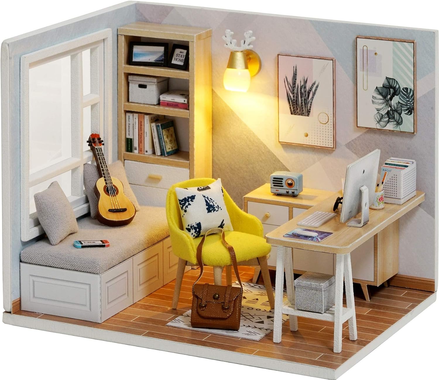 CUTEROOM DIY Doll Room Miniature Furniture Wooden House Kit-Study Room